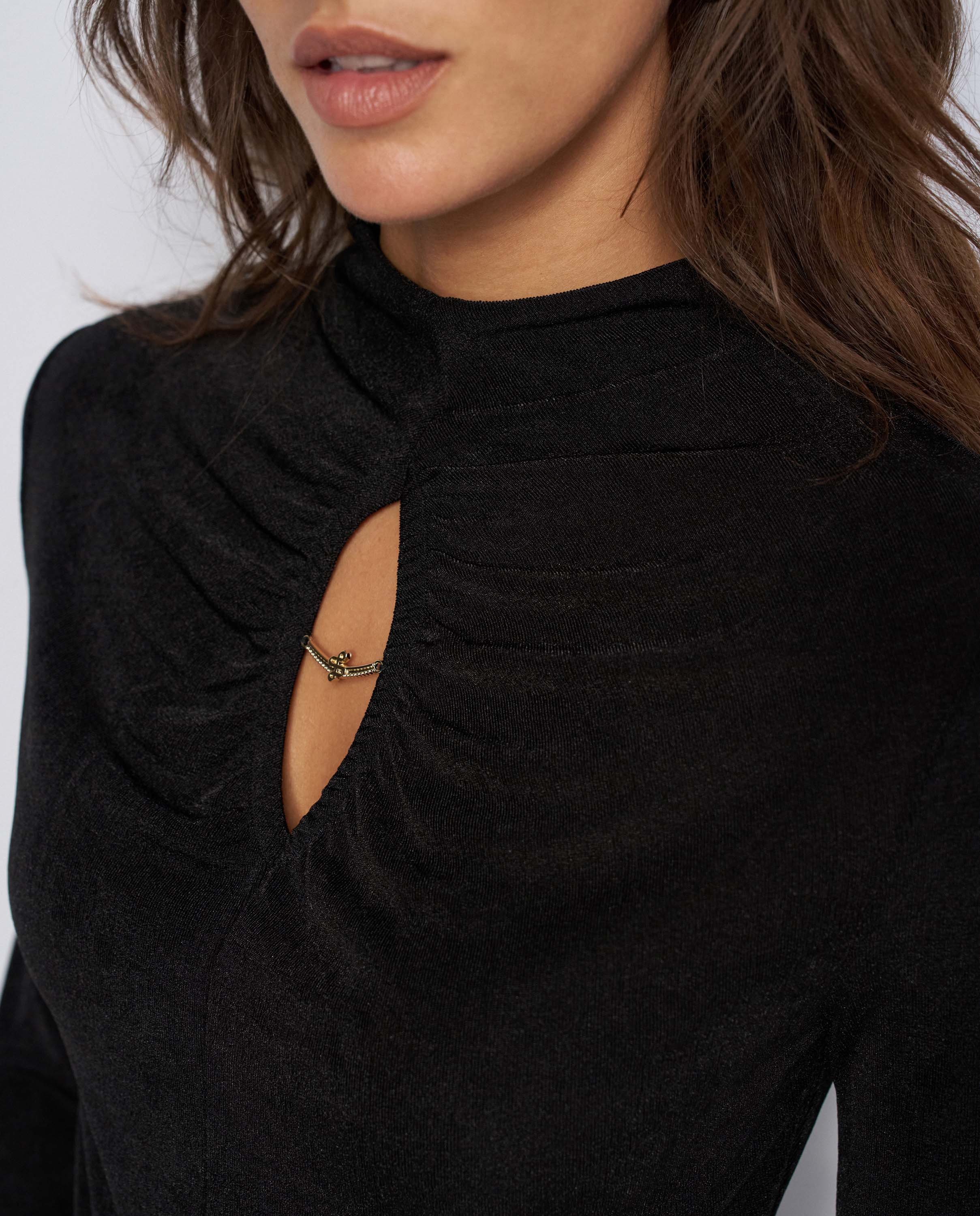 Jersey texturizado con abertura en el pecho de mujer - Salsa Jeans - Negro Negro-4