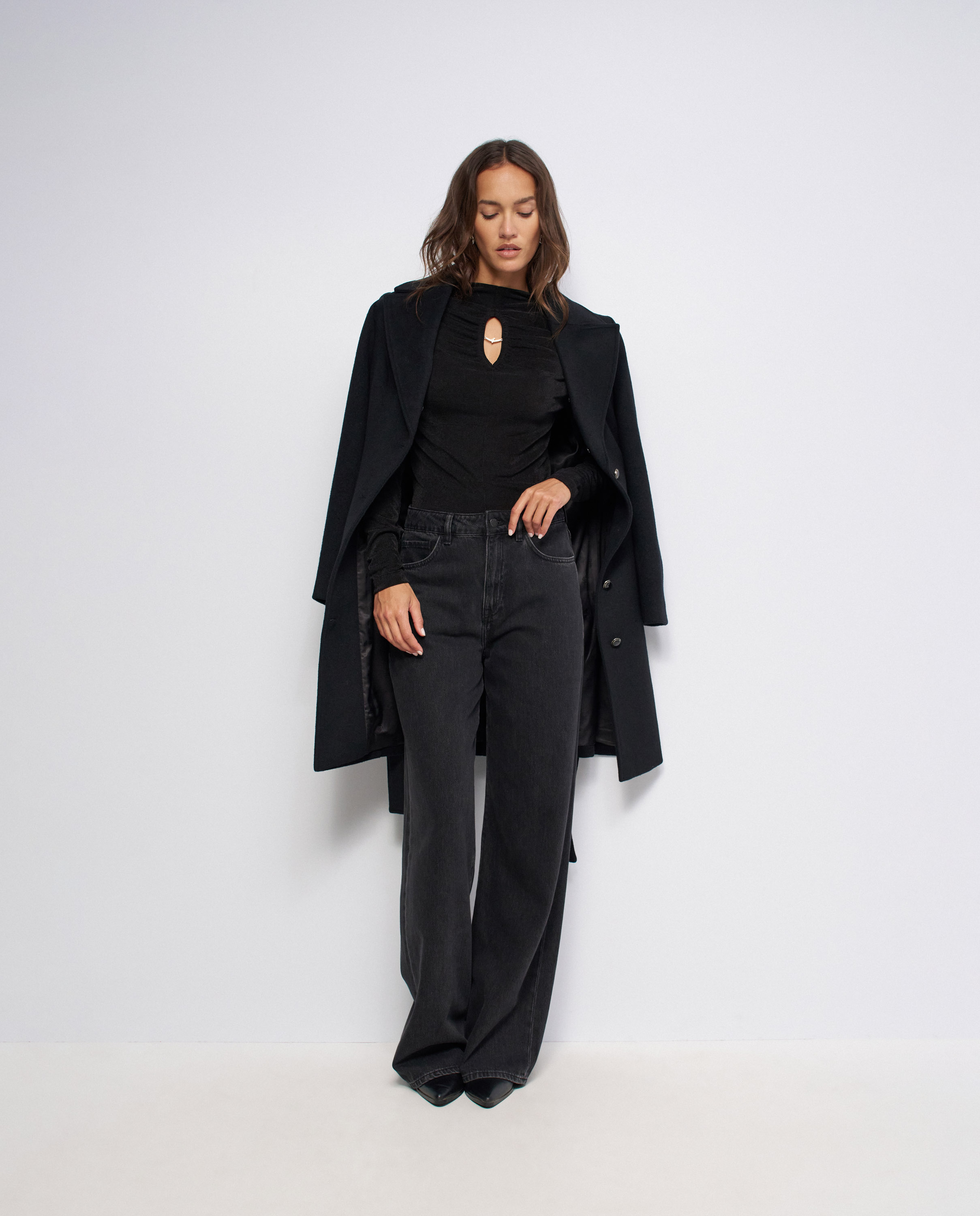 Jersey texturizado con abertura en el pecho de mujer - Salsa Jeans - Negro Negro-5