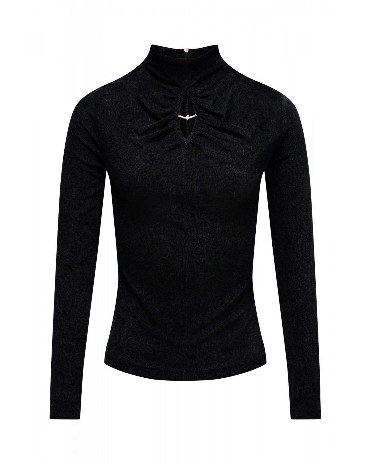 Jersey texturizado con abertura en el pecho de mujer - Salsa Jeans - Negro Negro-6