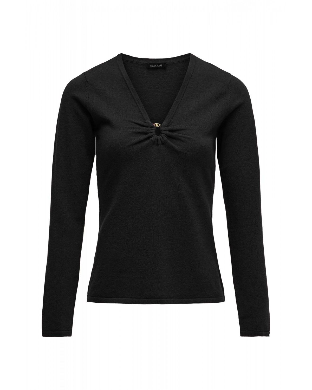 Jersey con fruncido en el pecho de mujer - Salsa Jeans - Negro Negro-6