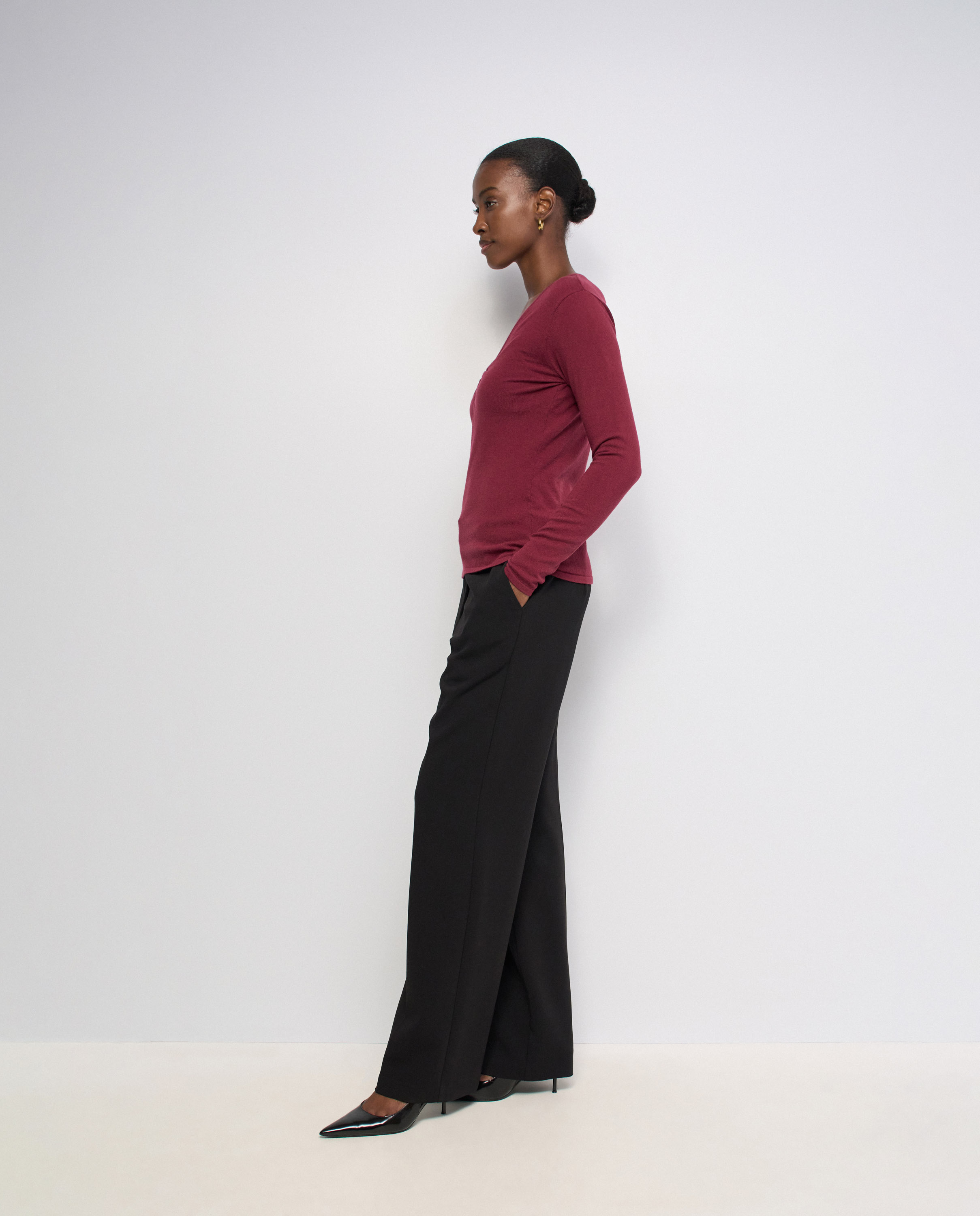 Jersey con fruncido en el pecho de mujer - Salsa Jeans - Rojo Rojo-2