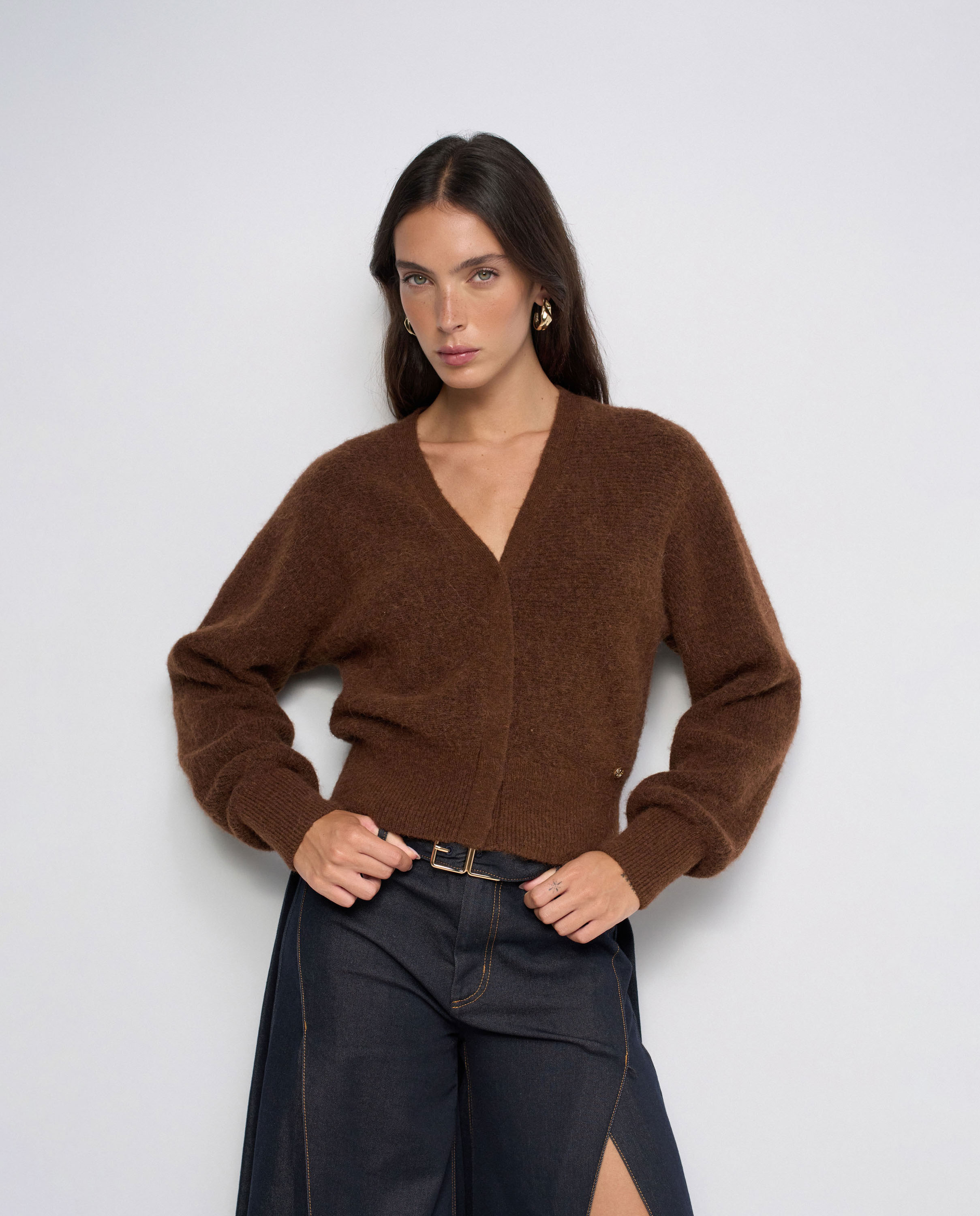 Cardigan con lana de mujer - Salsa Jeans - Marrón Marrón-1