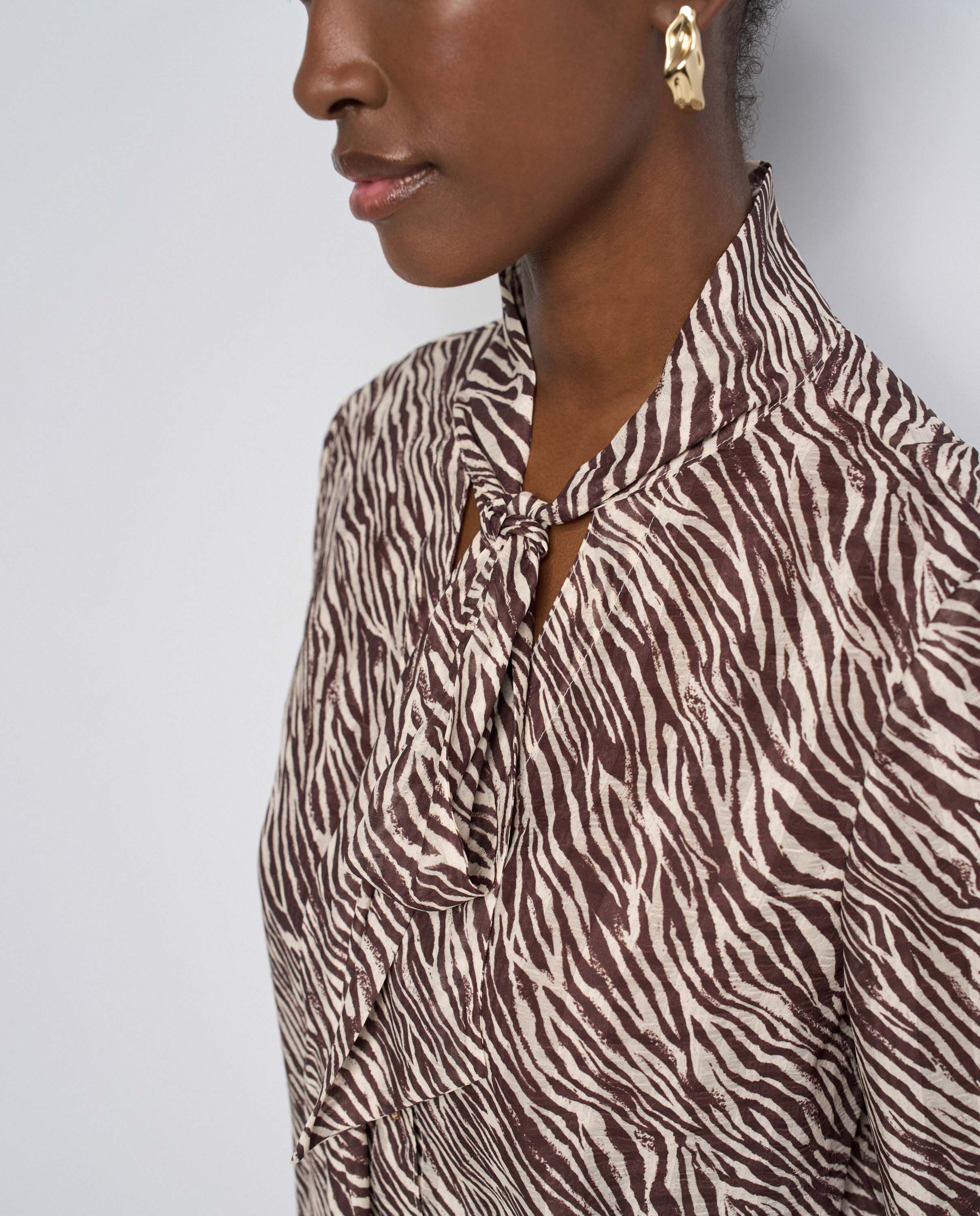 Camisa animal print con lazo de mujer - Salsa Jeans - Natural Natural-4