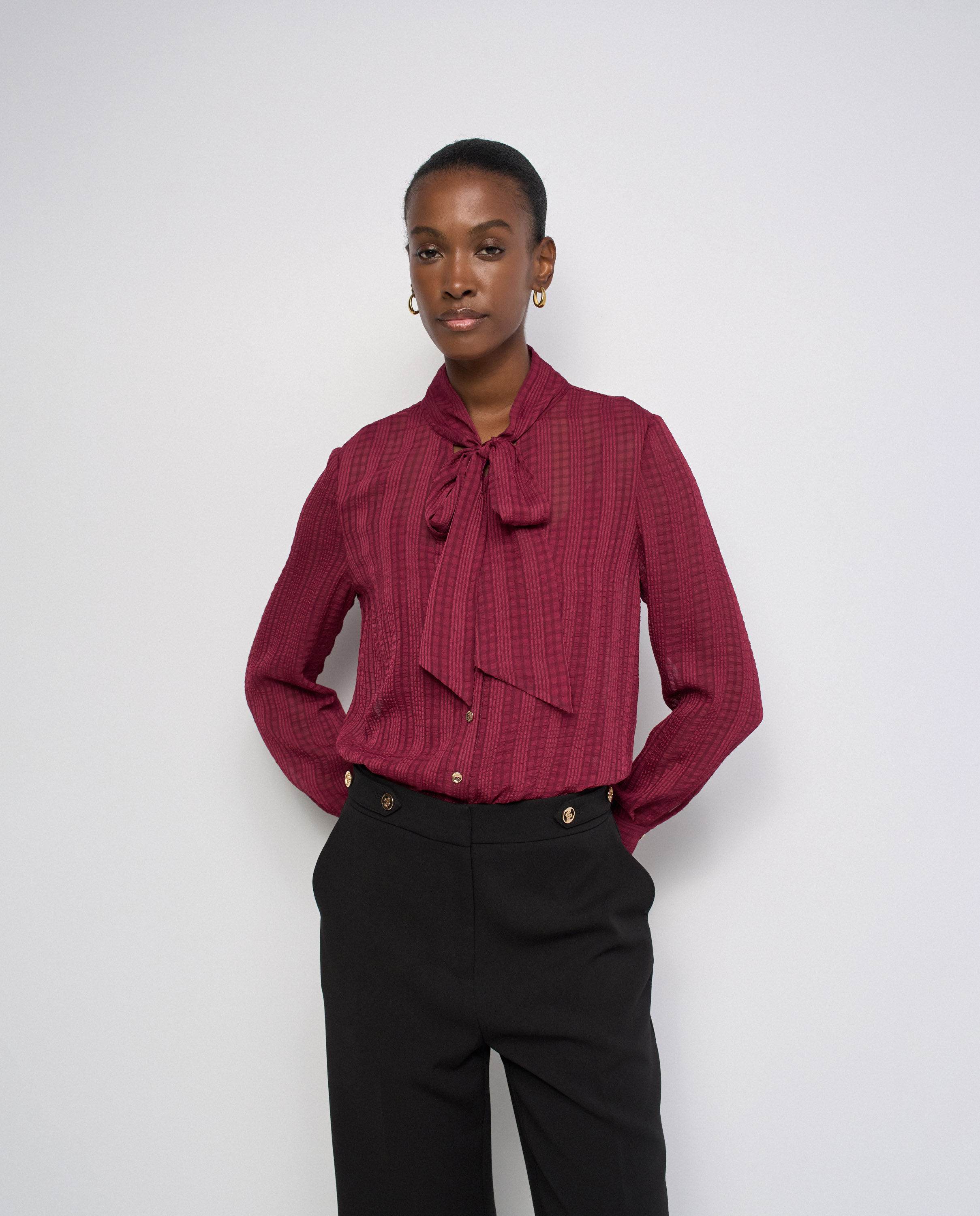 Camisa animal print con lazo de mujer - Salsa Jeans - Rojo Rojo-1