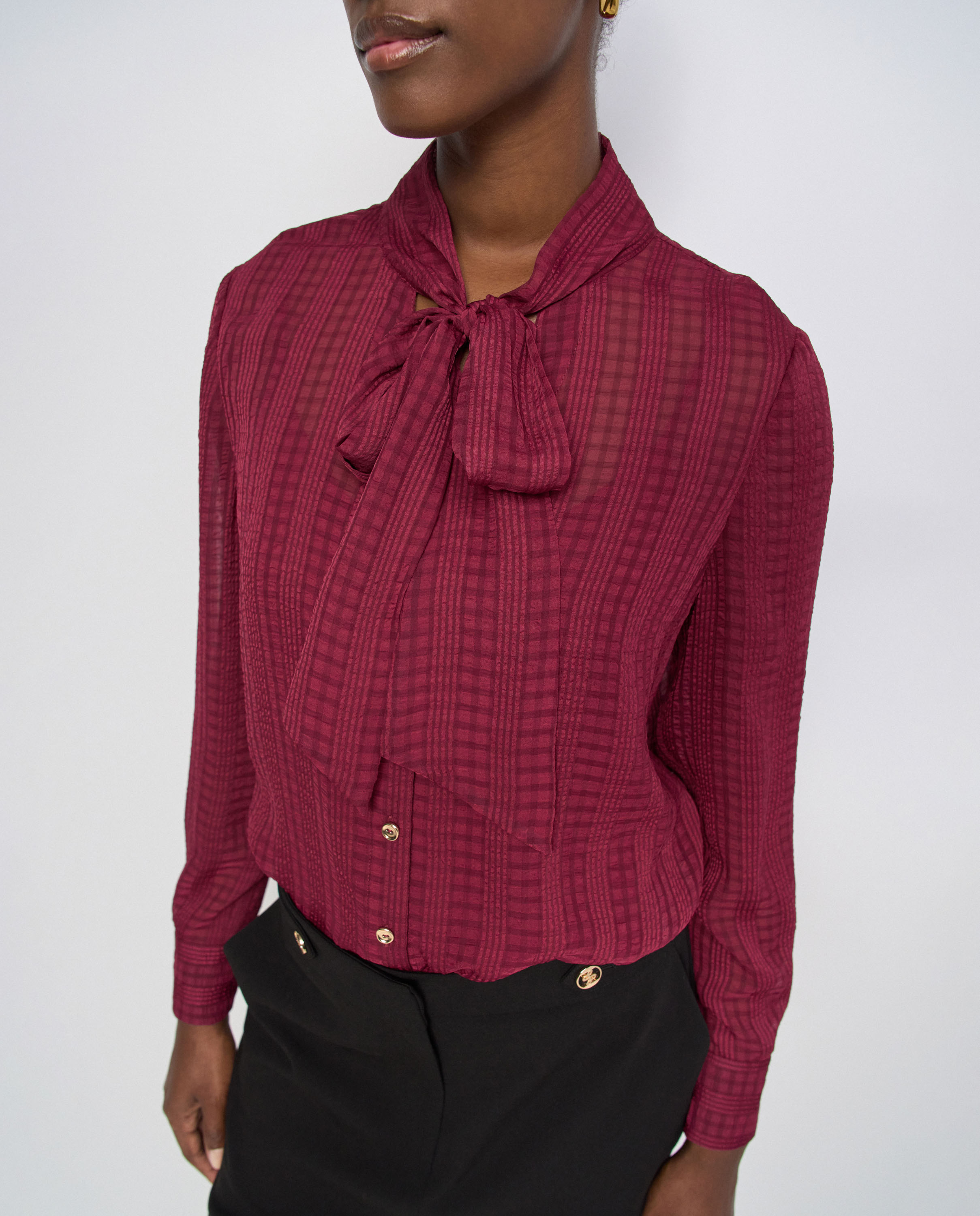 Camisa animal print con lazo de mujer - Salsa Jeans - Rojo Rojo-5