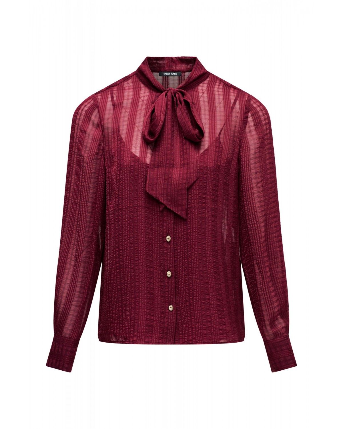 Camisa animal print con lazo de mujer - Salsa Jeans - Rojo Rojo-6