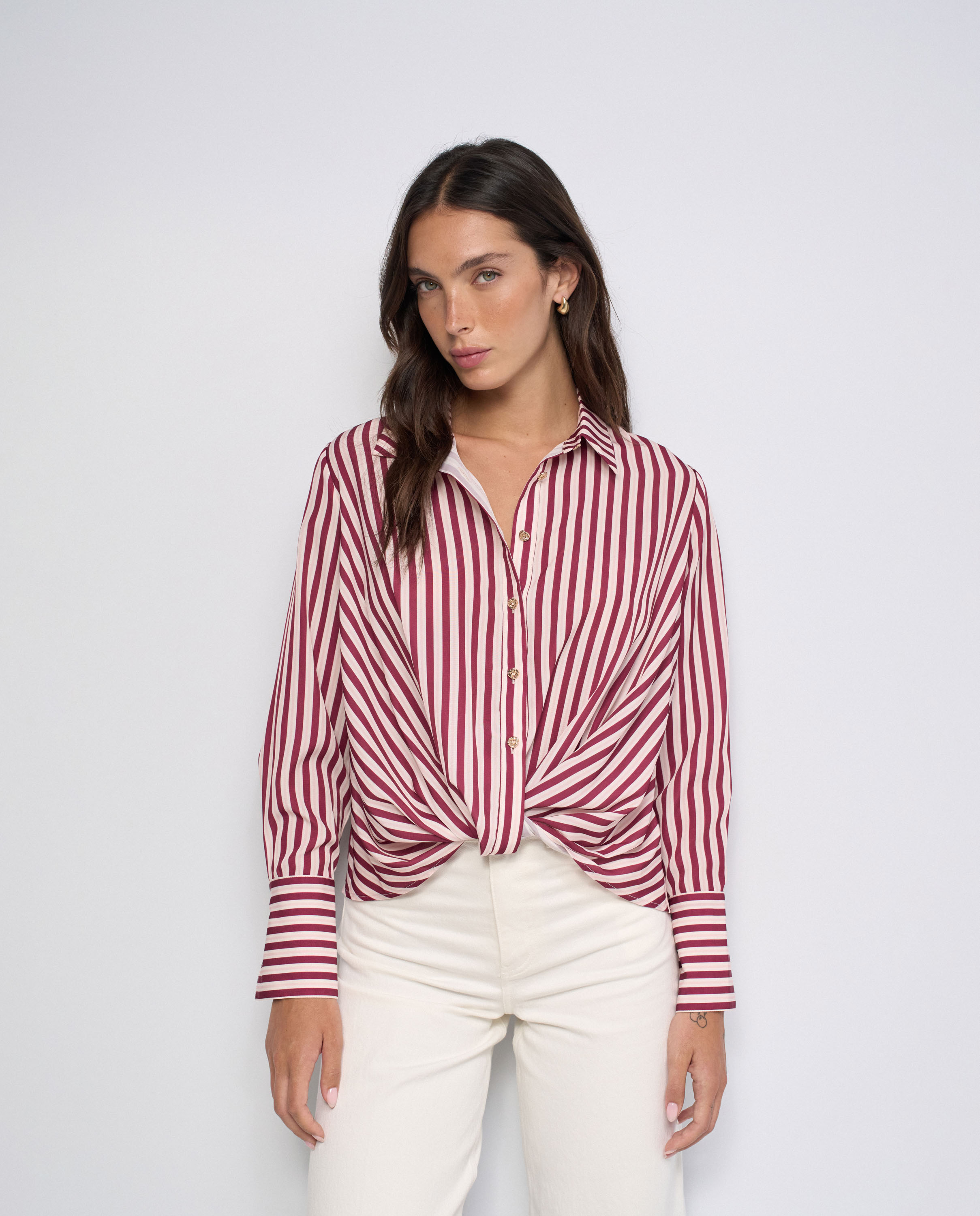 Camisa de rayas de mujer - Salsa Jeans - Rojo Rojo-1