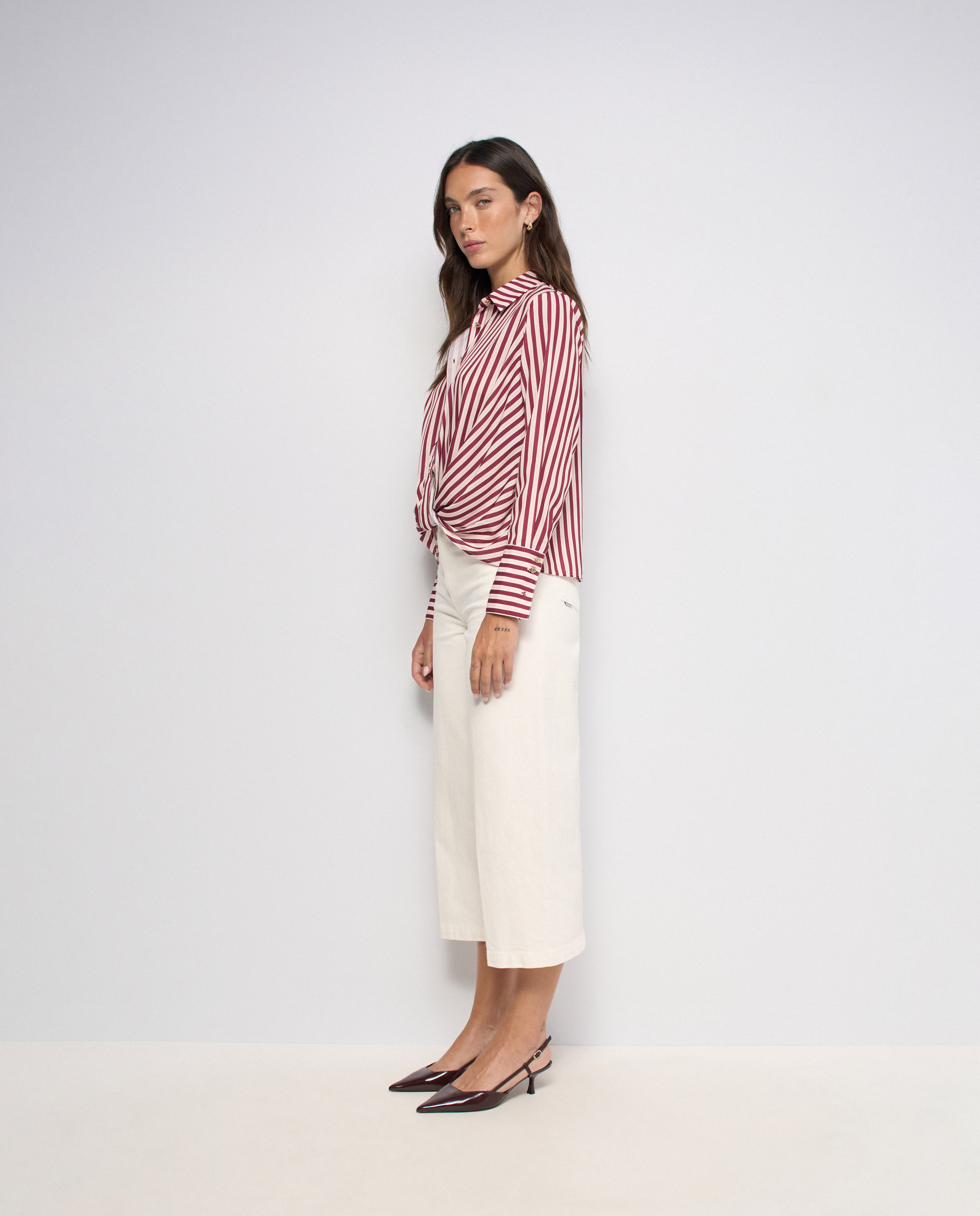 Camisa de rayas de mujer - Salsa Jeans - Rojo Rojo-2