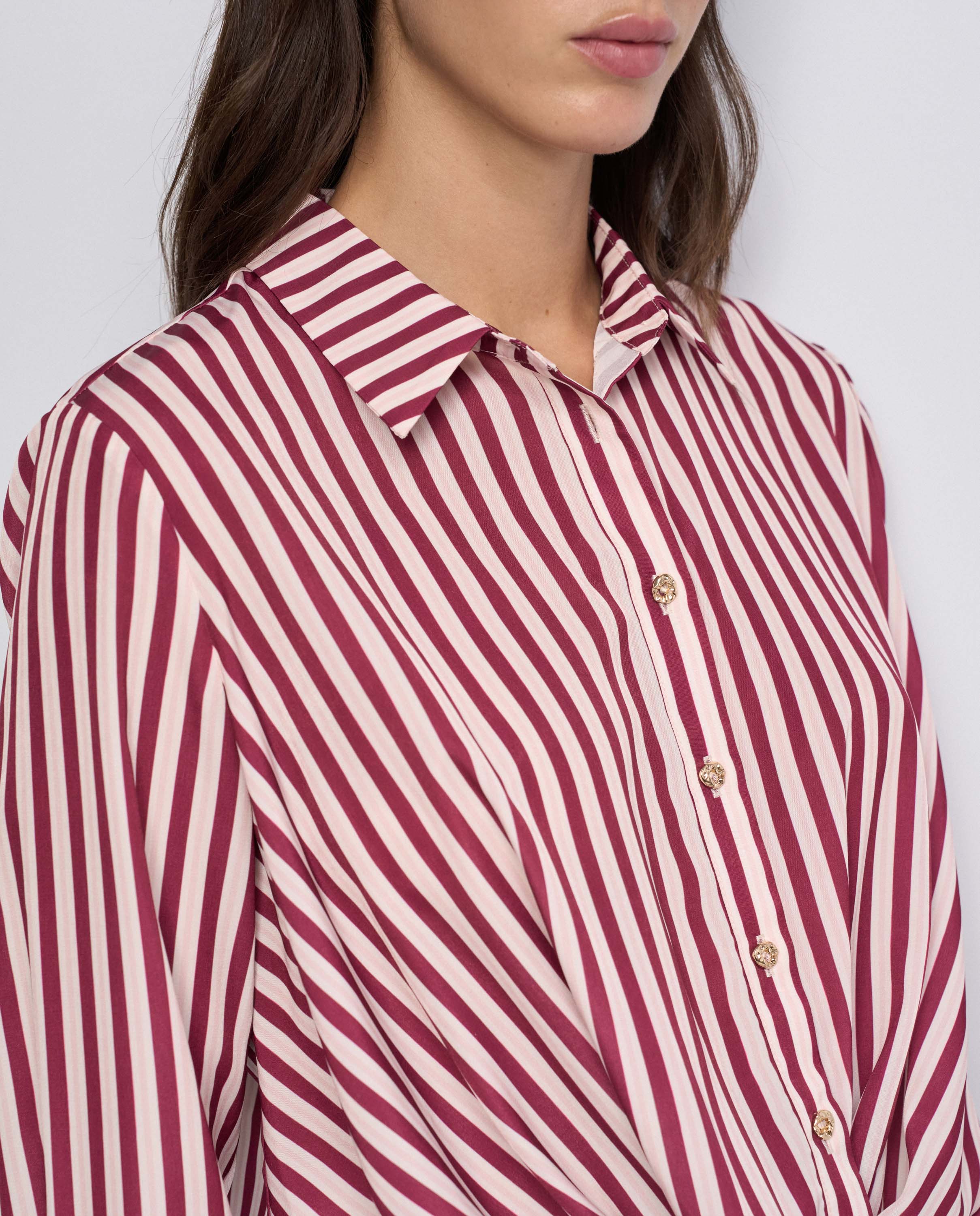 Camisa de rayas de mujer - Salsa Jeans - Rojo Rojo-4