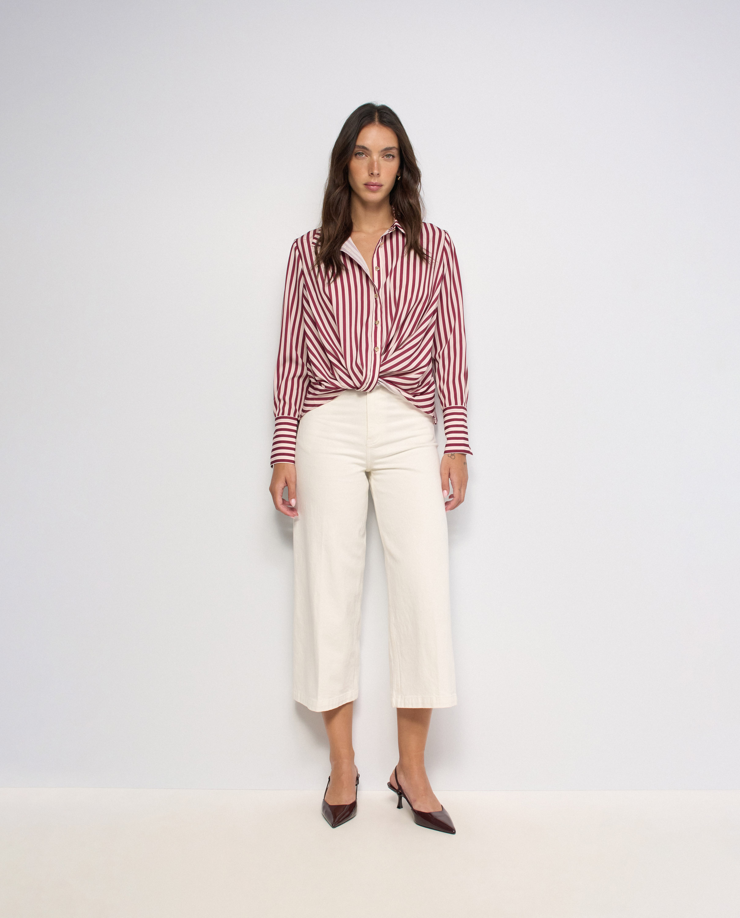 Camisa de rayas de mujer - Salsa Jeans - Rojo Rojo-5