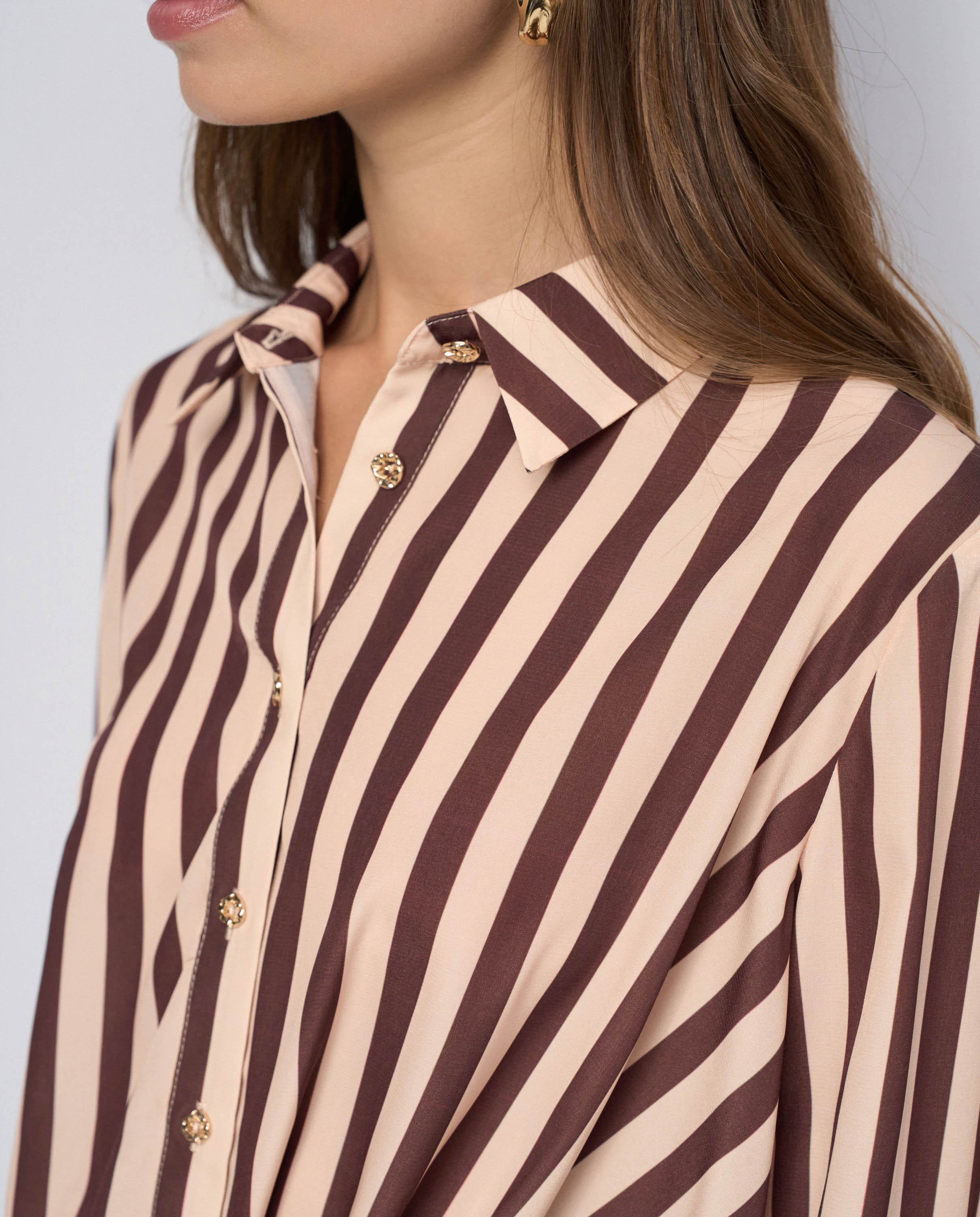 Camisa de rayas de mujer - Salsa Jeans - Marrón Marrón-4