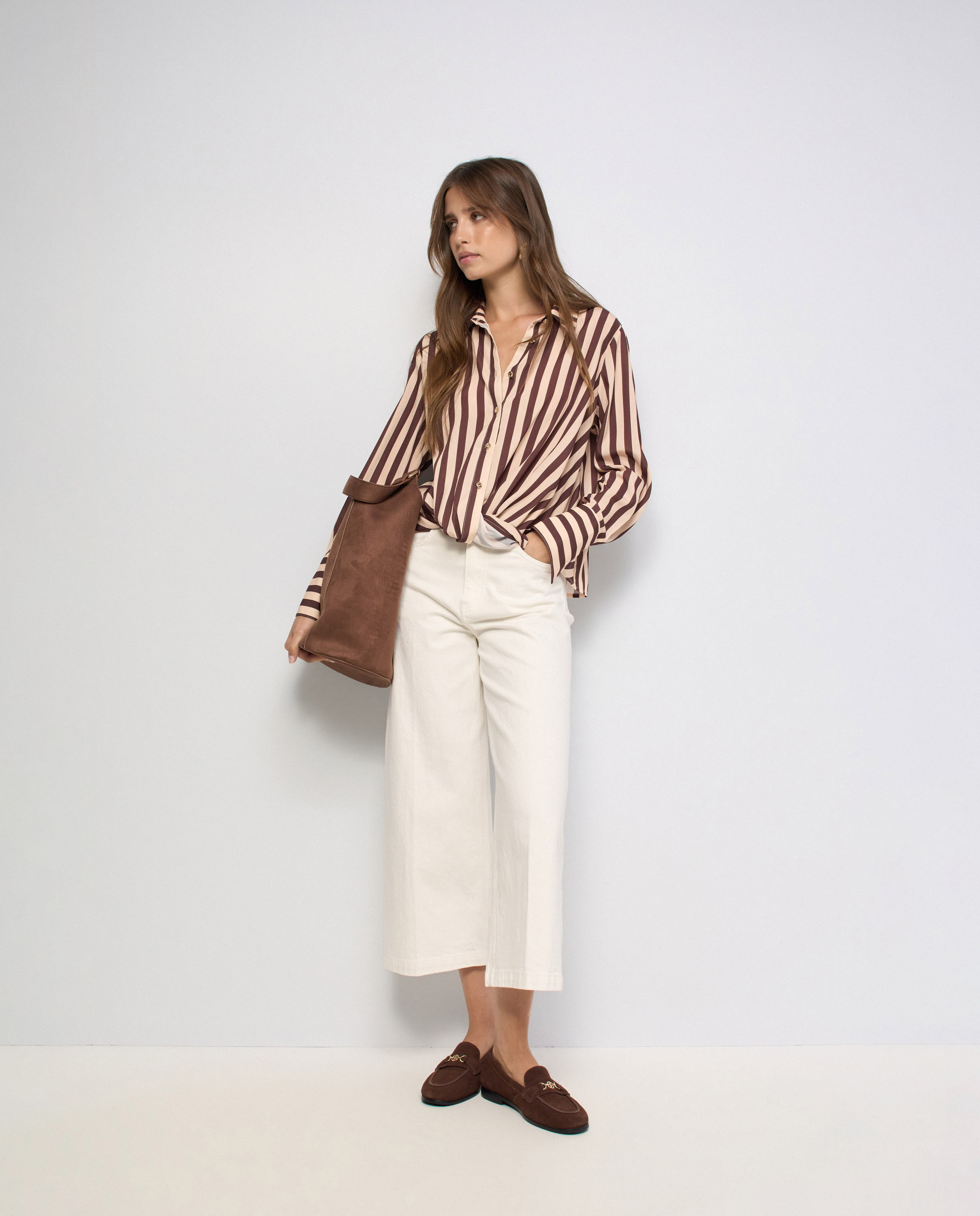 Camisa de rayas de mujer - Salsa Jeans - Marrón Marrón-5