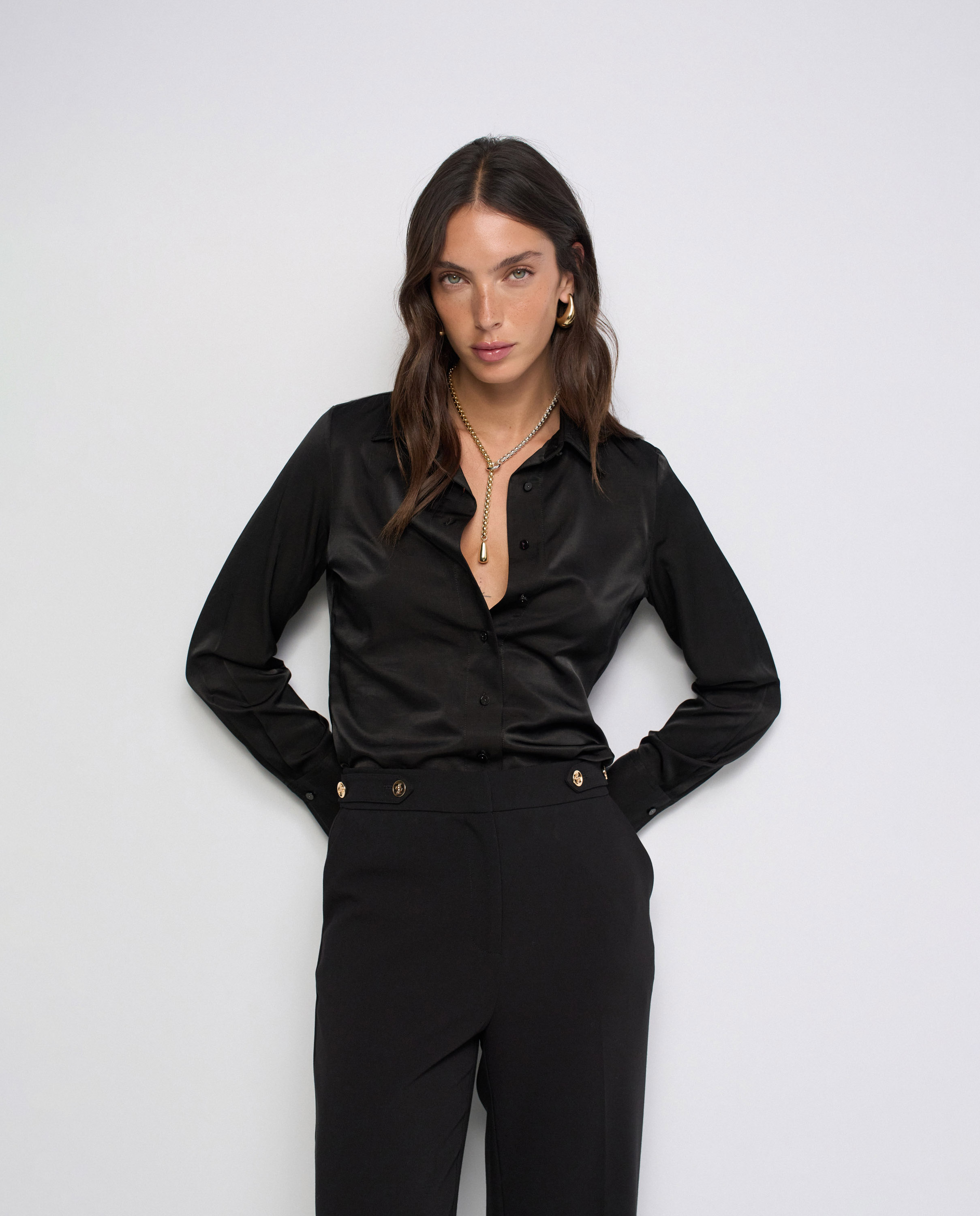 Camisa satinada de mujer - Salsa Jeans - Negro Negro-1