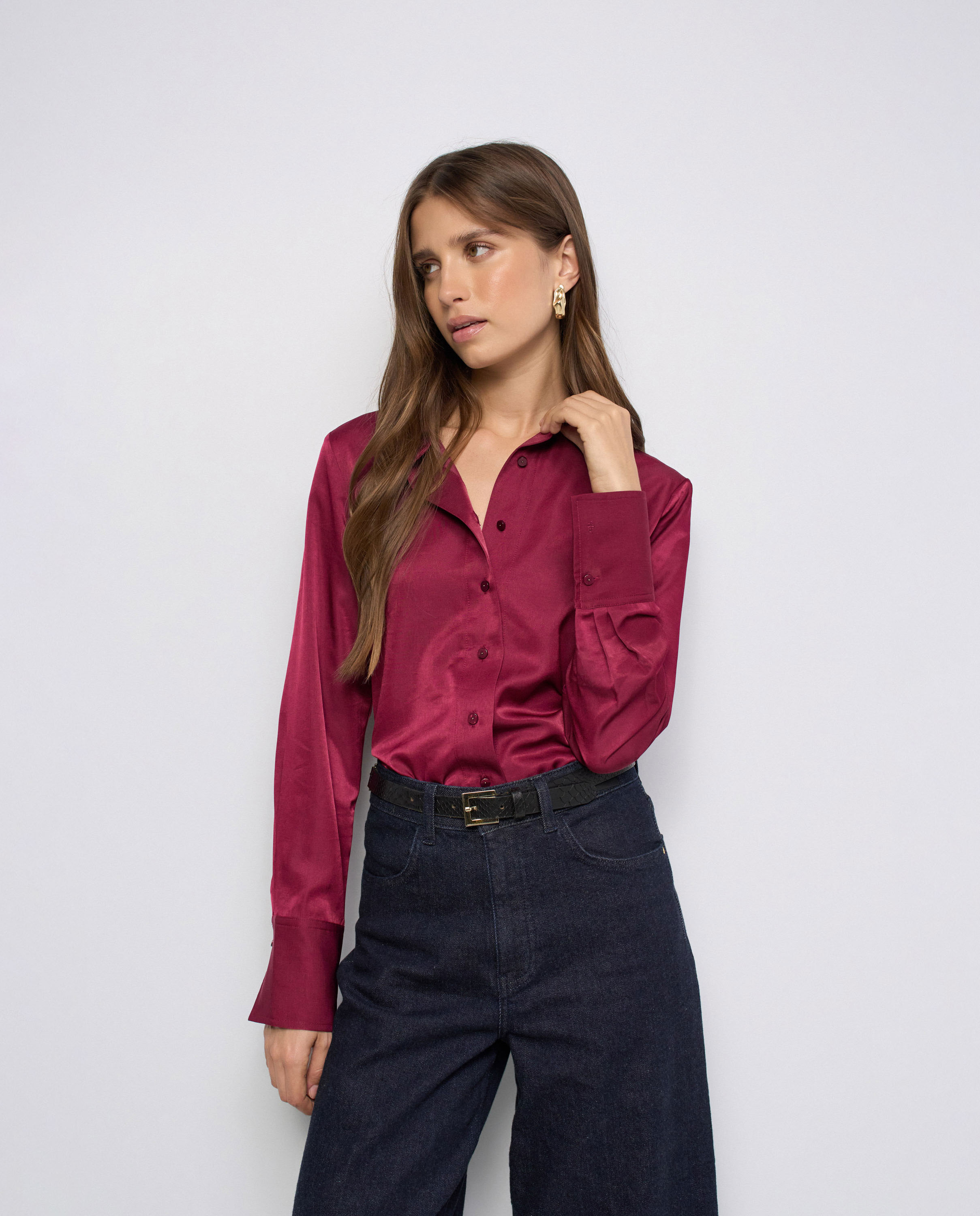 Camisa satinada de mujer - Salsa Jeans - Rojo Rojo-1