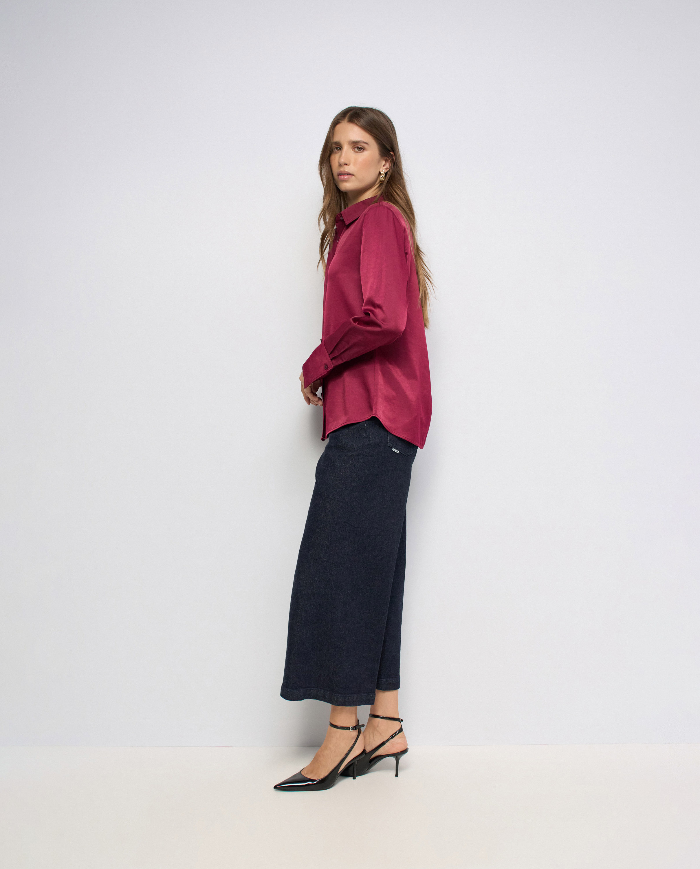 Camisa satinada de mujer - Salsa Jeans - Rojo Rojo-2