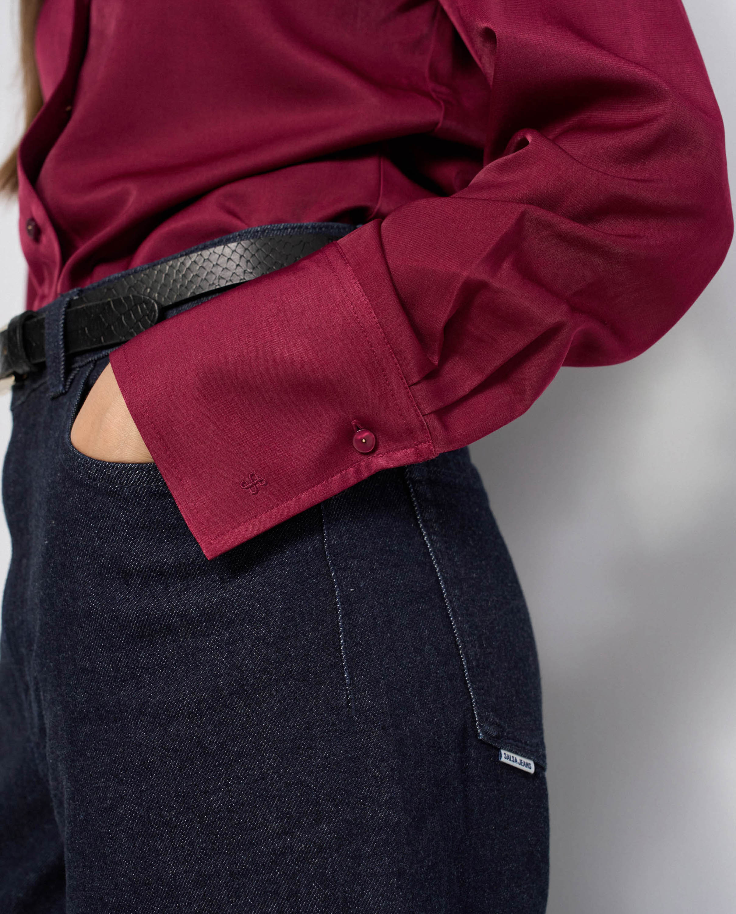Camisa satinada de mujer - Salsa Jeans - Rojo Rojo-4