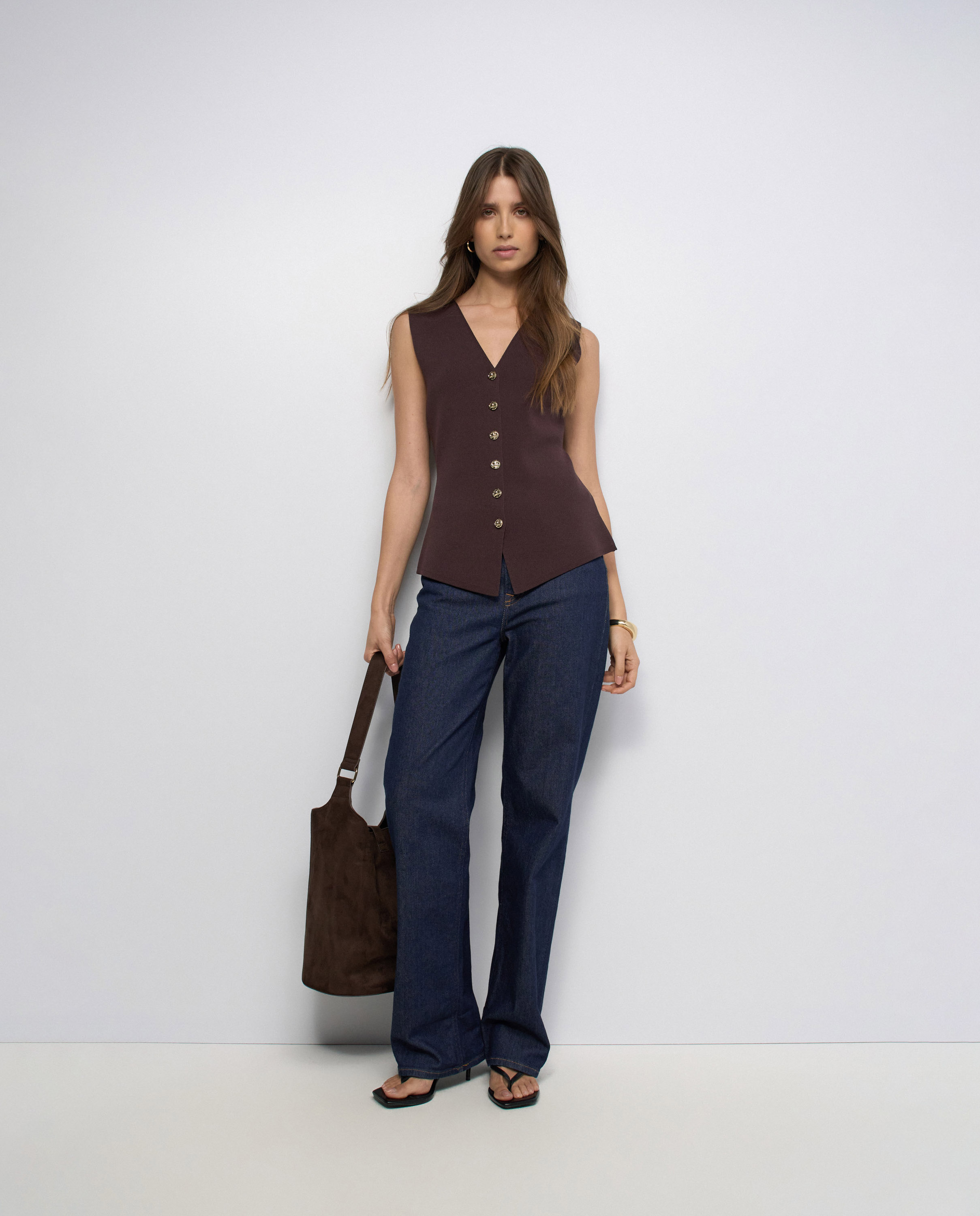 Chaleco de punto de mujer - Salsa Jeans - Marrón Marrón-5