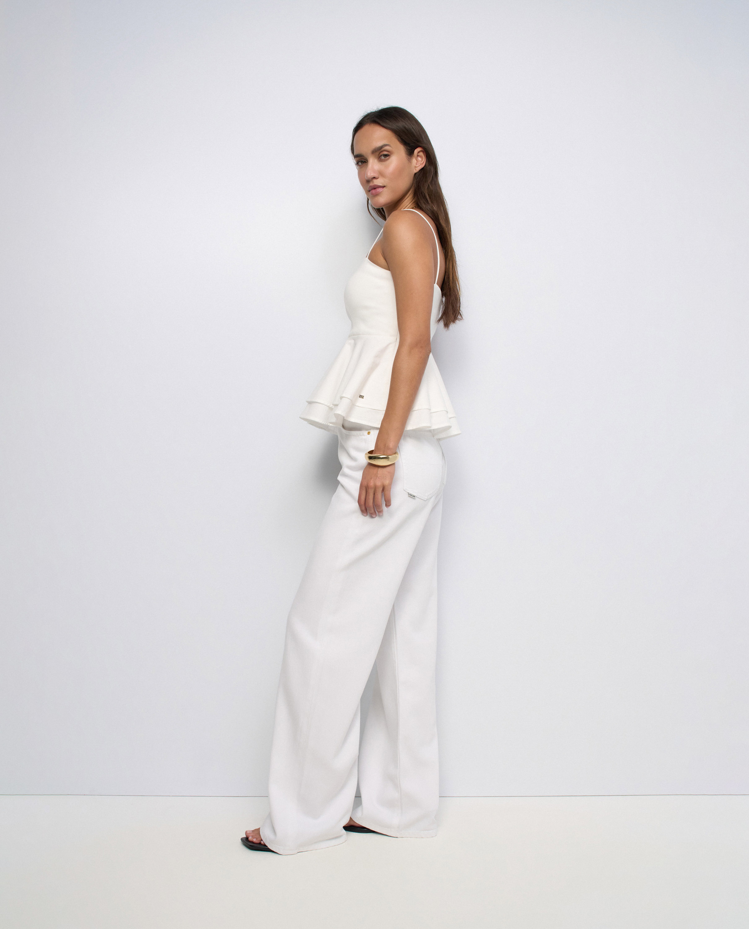 Top con mezcla de materiales de mujer - Salsa Jeans - Blanco Blanco-2