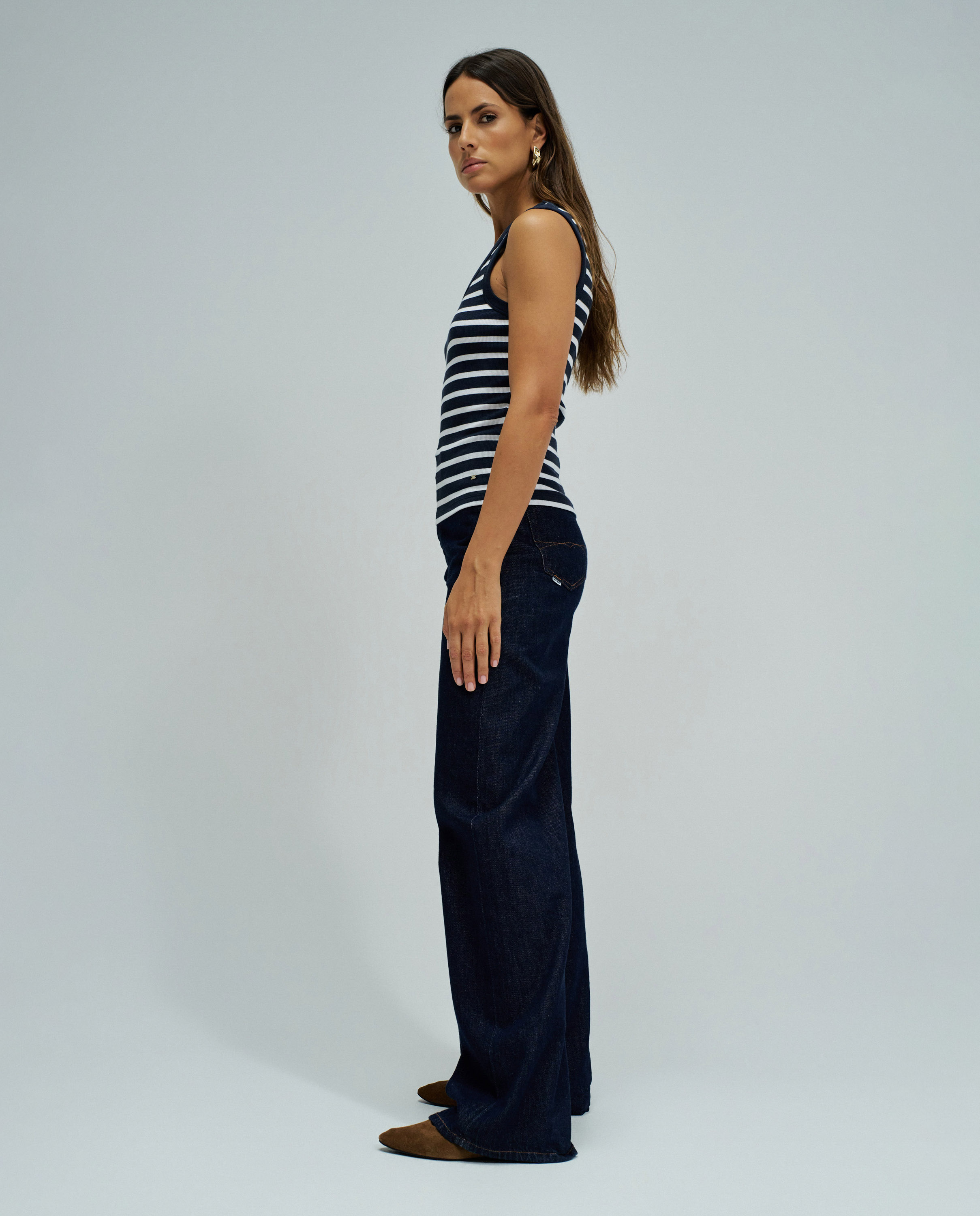 Top básico de rayas de mujer - Salsa Jeans - Azul Azul-2