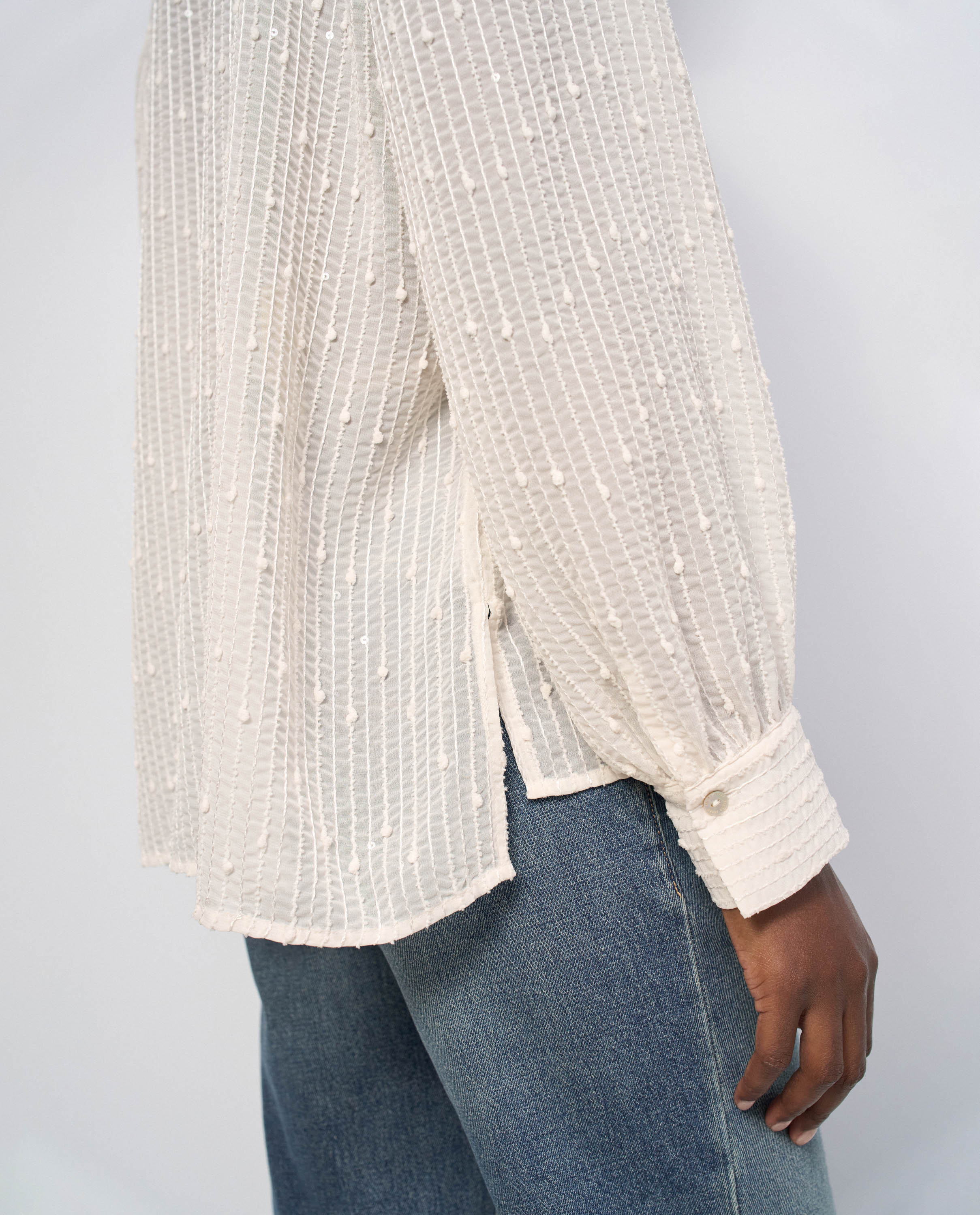 Camisa texturizada con lentejuelas de mujer - Salsa Jeans - Natural Natural-4