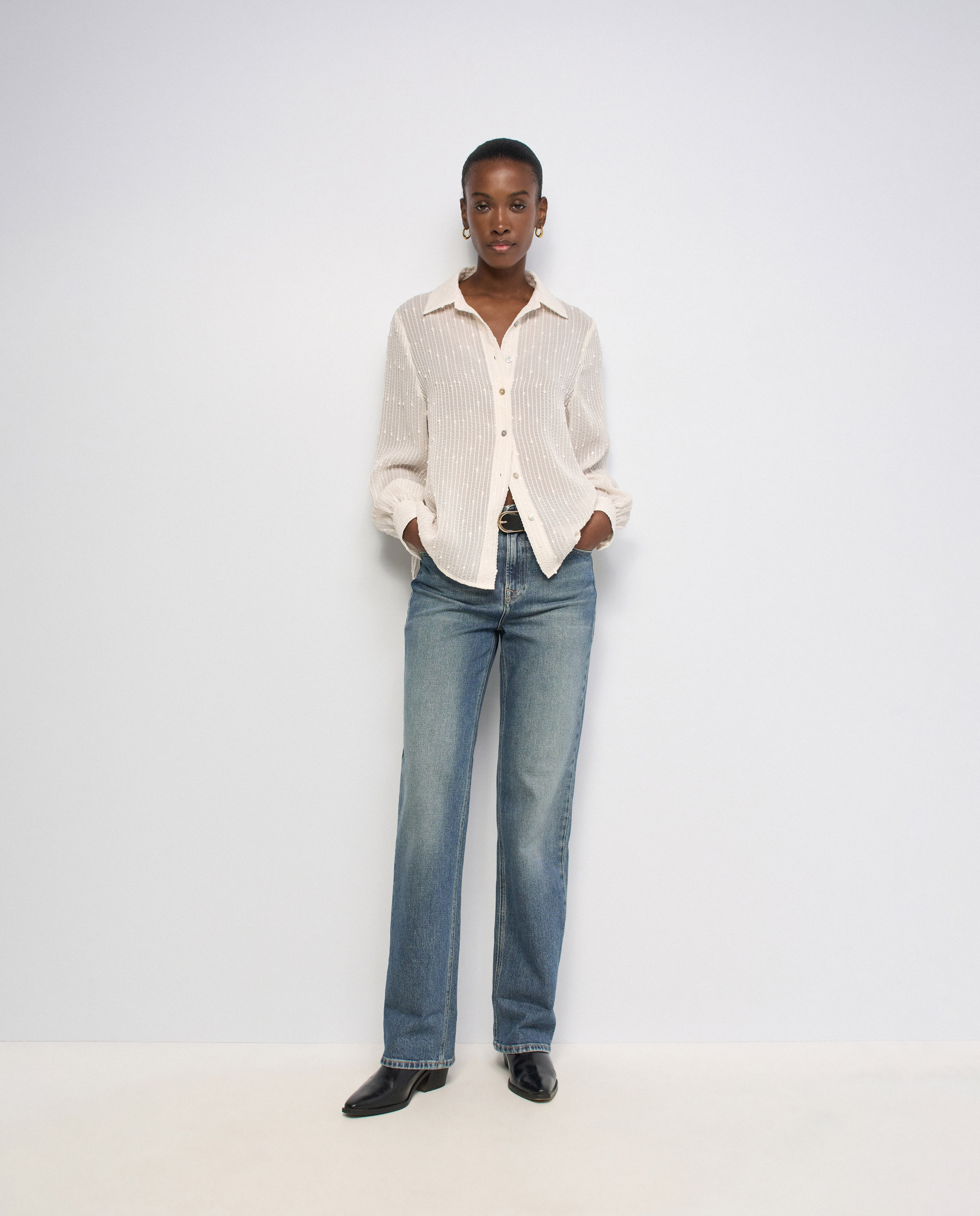 Camisa texturizada con lentejuelas de mujer - Salsa Jeans - Natural Natural-5