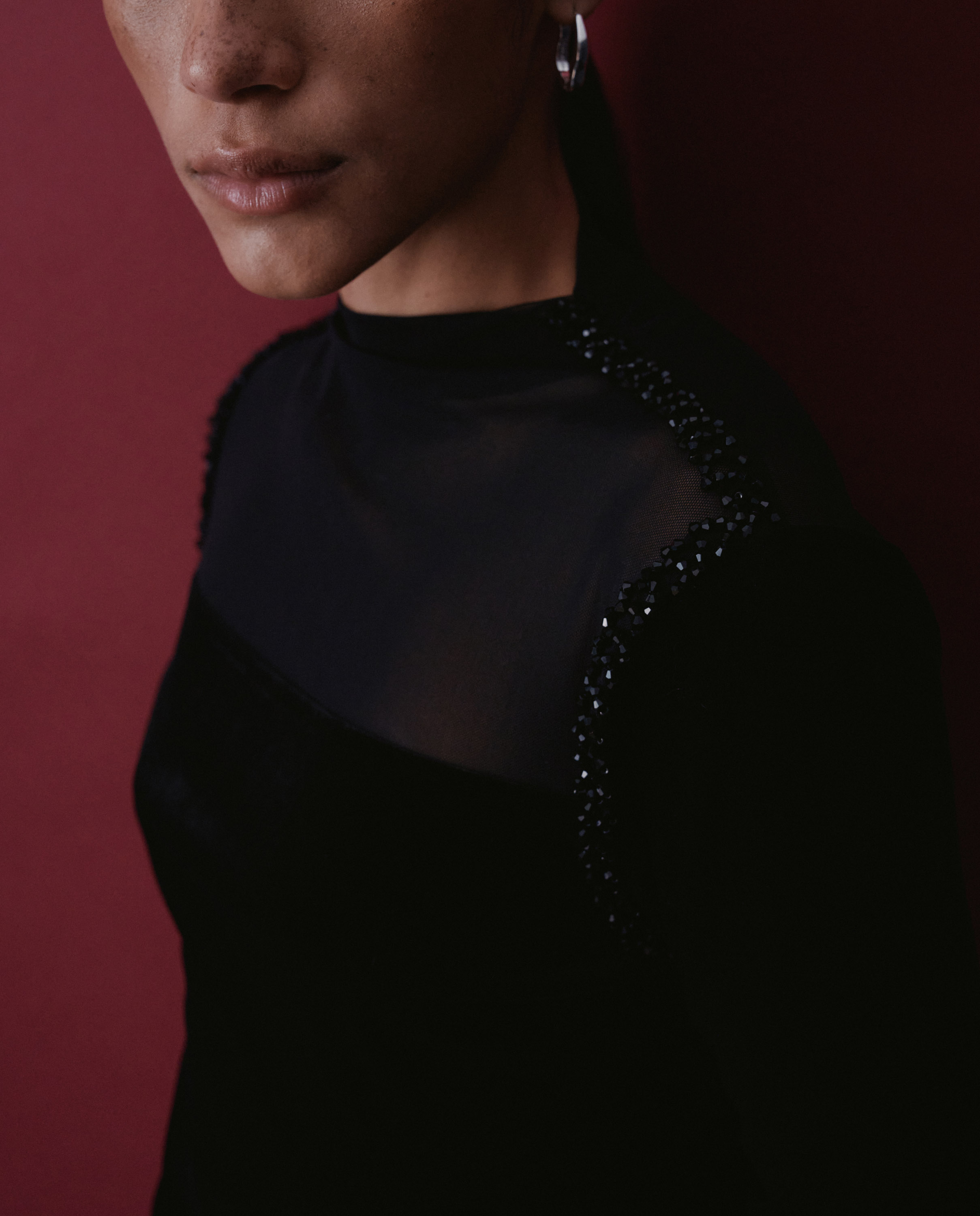 Imagen 4 de Top de terciopelo con transparencias de mujer - Salsa Jeans - Negro Negro