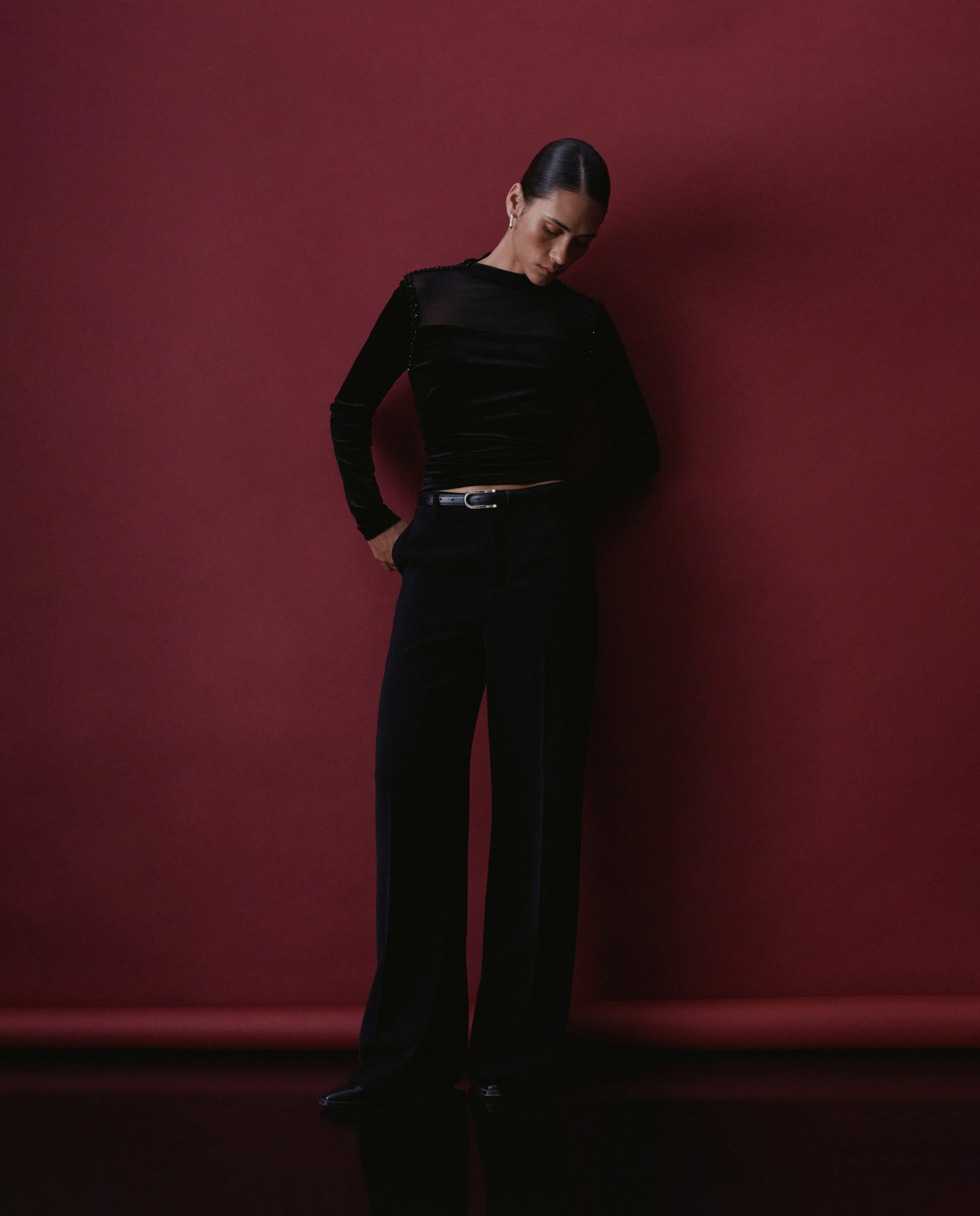 Imagen 5 de Top de terciopelo con transparencias de mujer - Salsa Jeans - Negro Negro