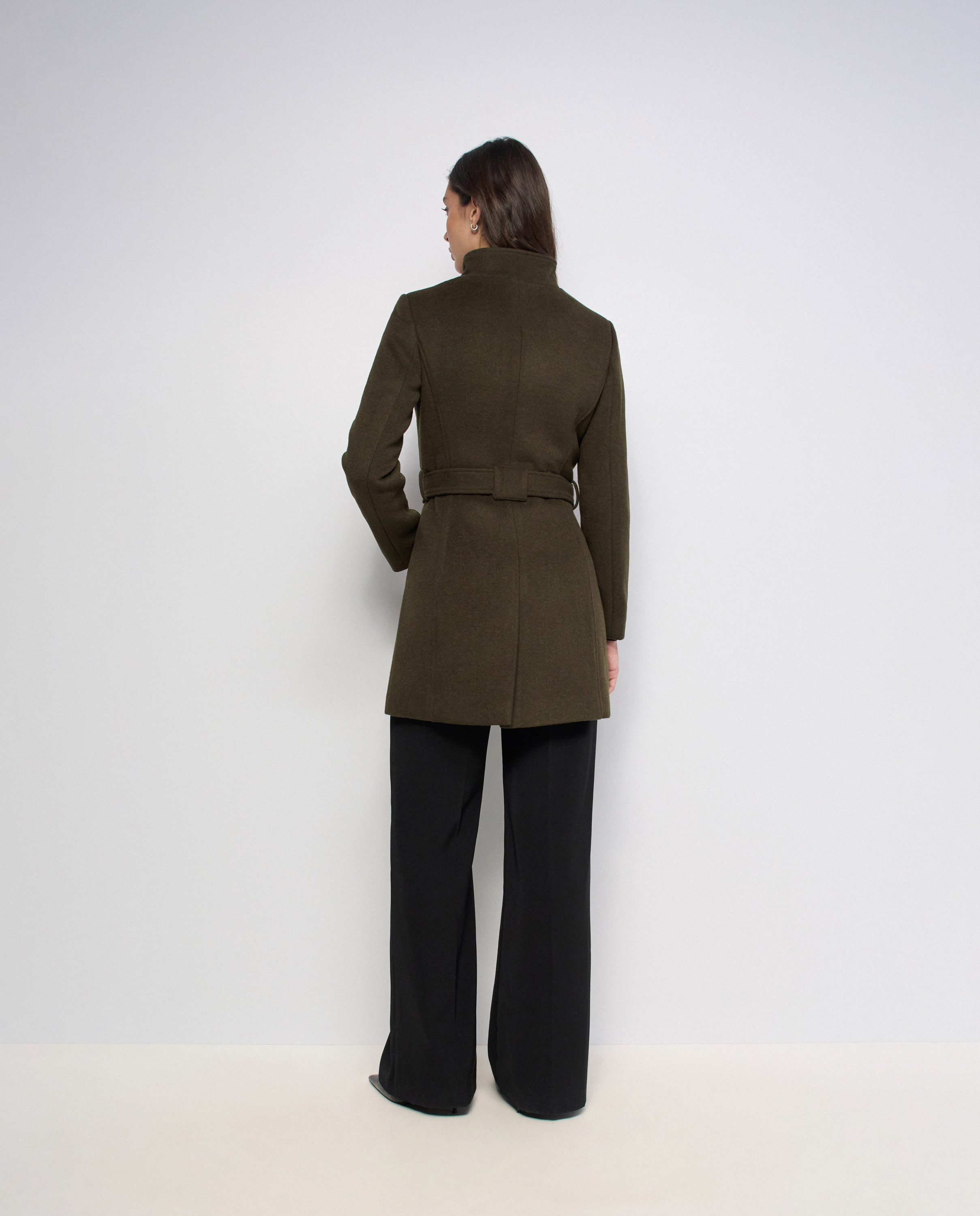 Abrigo grace de paño con cinturón y botones de mujer - Salsa Jeans - Verde Verde-3