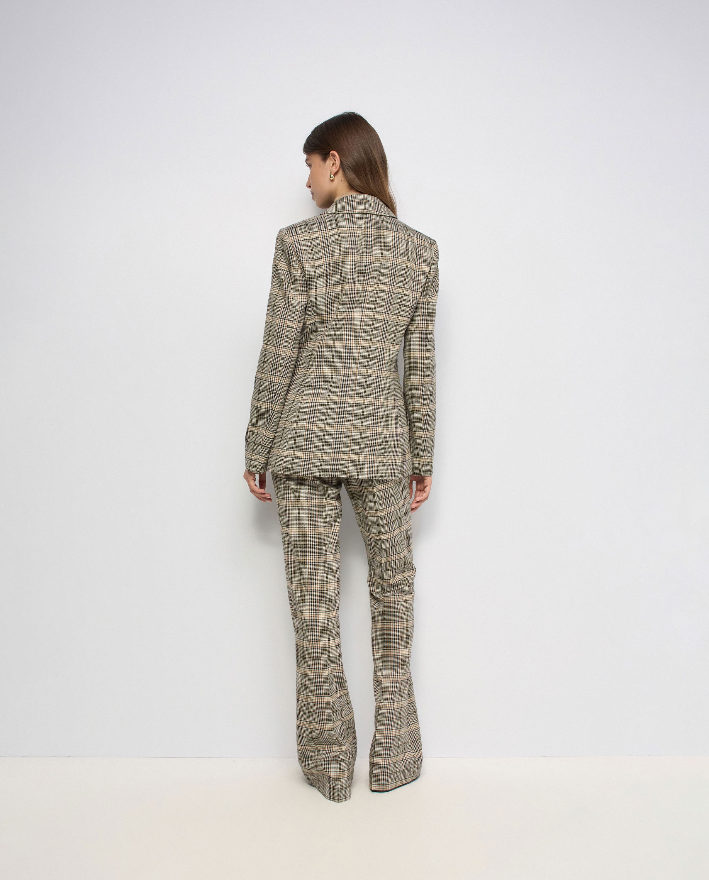 Blazer slim fit de cuadros de mujer - Salsa Jeans - Marrón Marrón-3