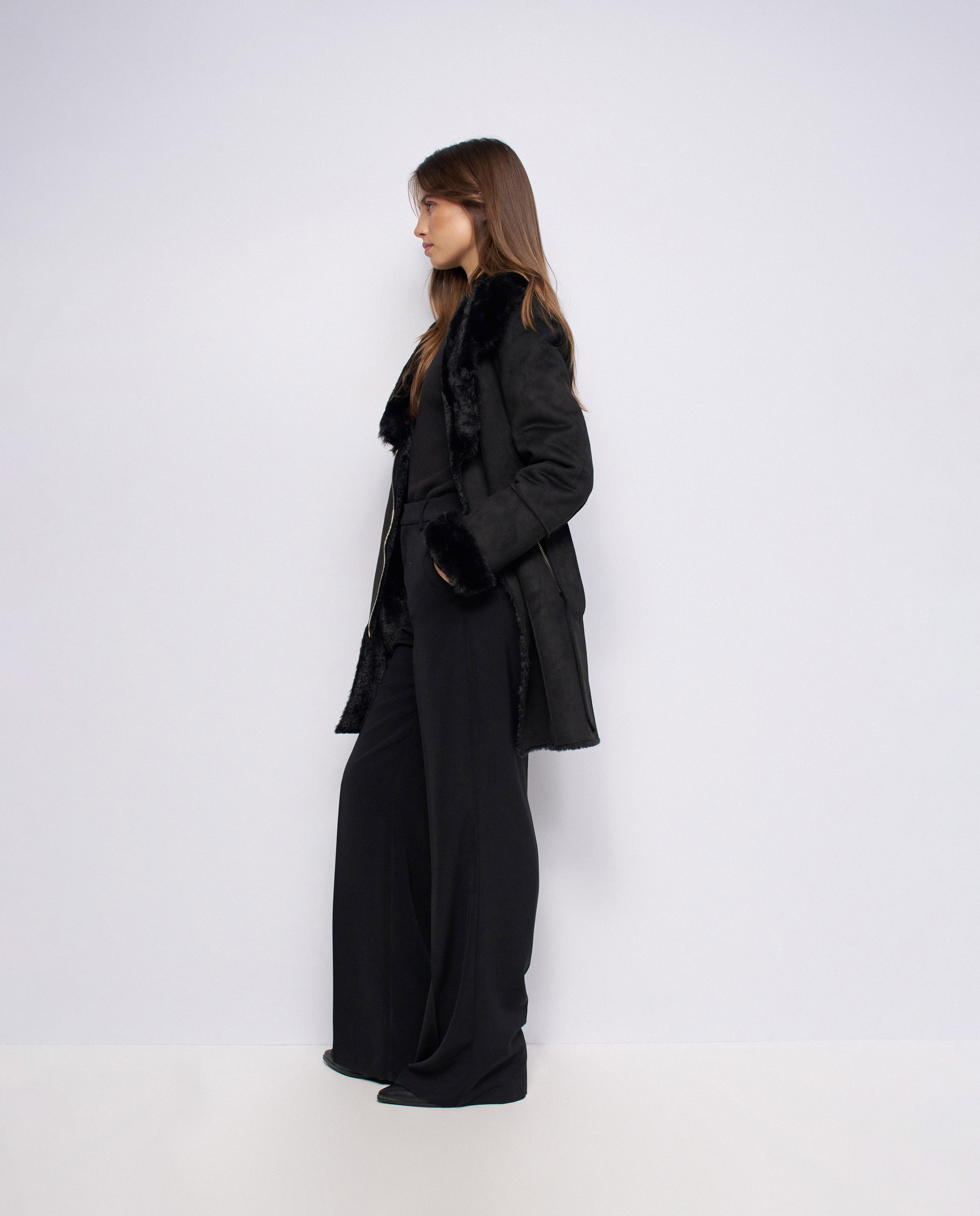 Abrigo estilo borrego diana de mujer - Salsa Jeans - Negro Negro-2