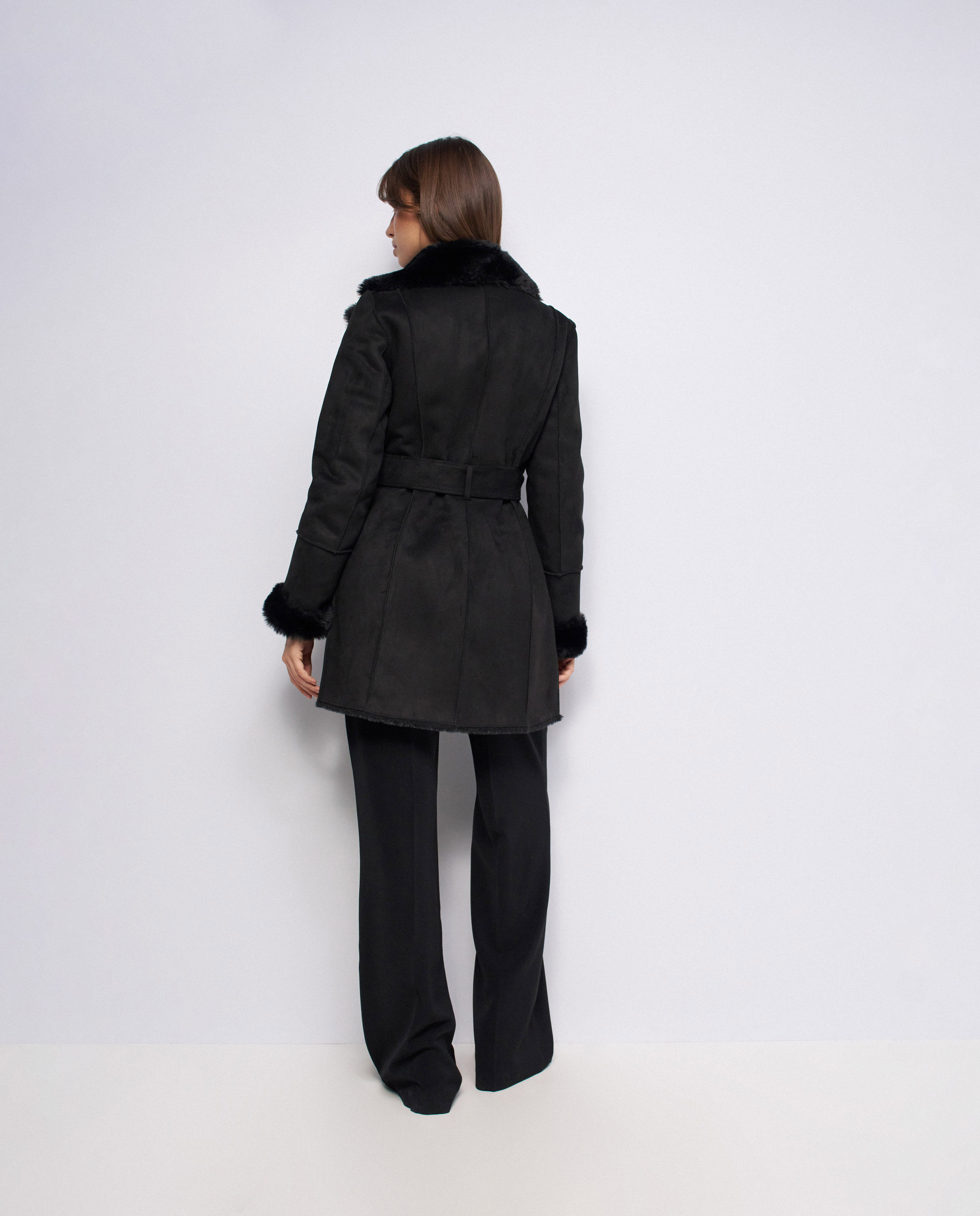 Abrigo estilo borrego diana de mujer - Salsa Jeans - Negro Negro-3