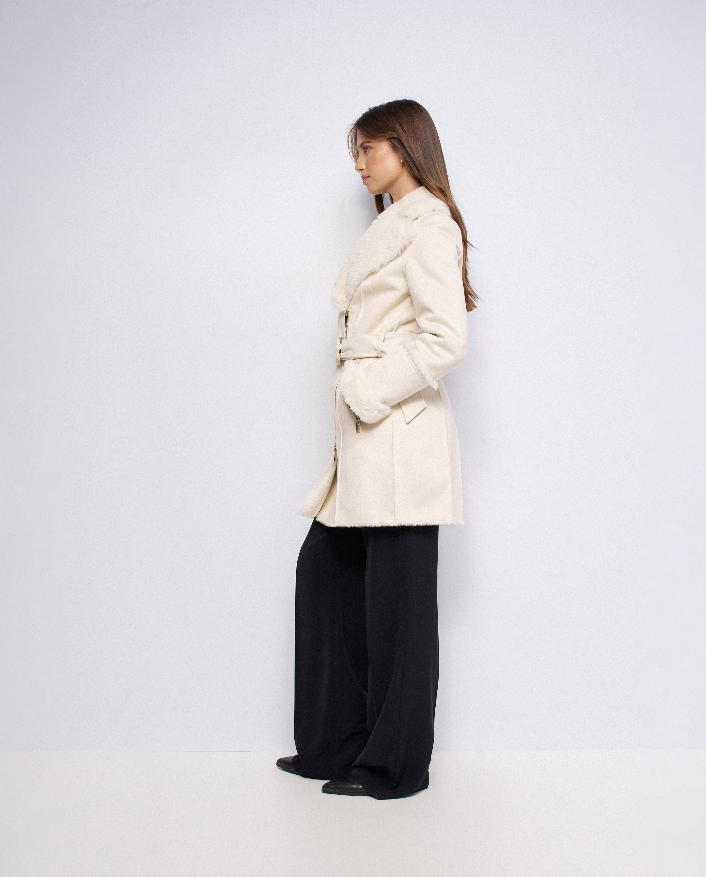 Abrigo estilo borrego diana de mujer - Salsa Jeans - Natural Natural-2