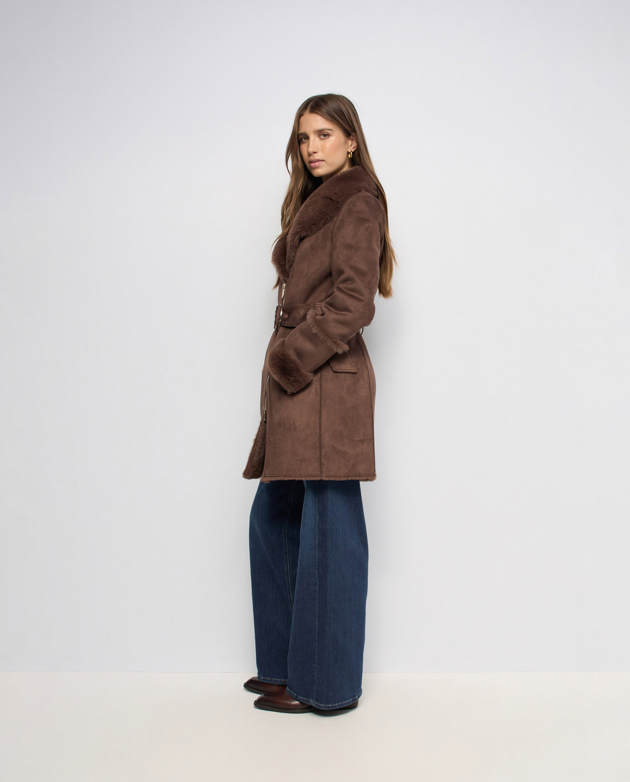 Abrigo estilo borrego diana de mujer - Salsa Jeans - Marrón Marrón-2