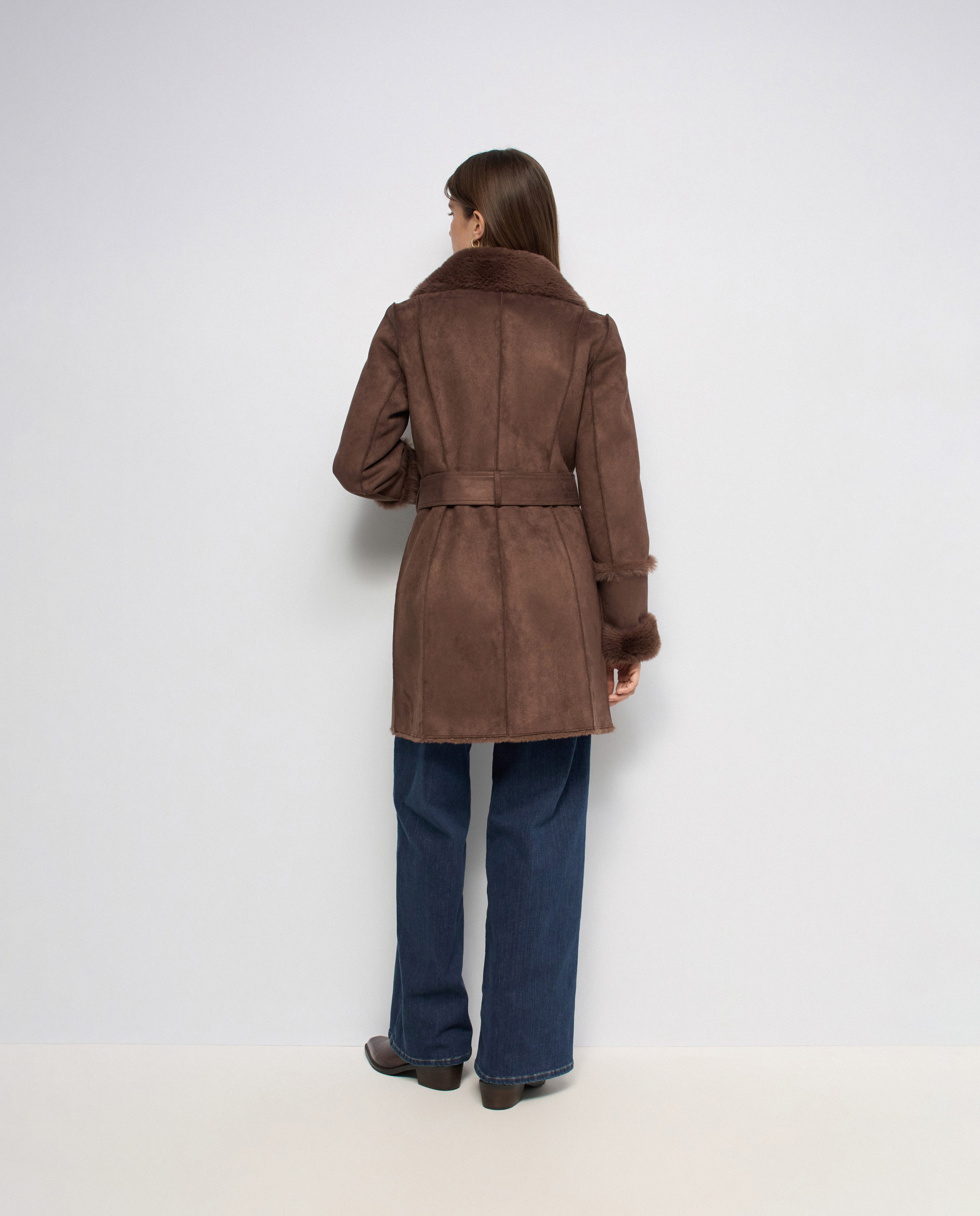 Abrigo estilo borrego diana de mujer - Salsa Jeans - Marrón Marrón-3