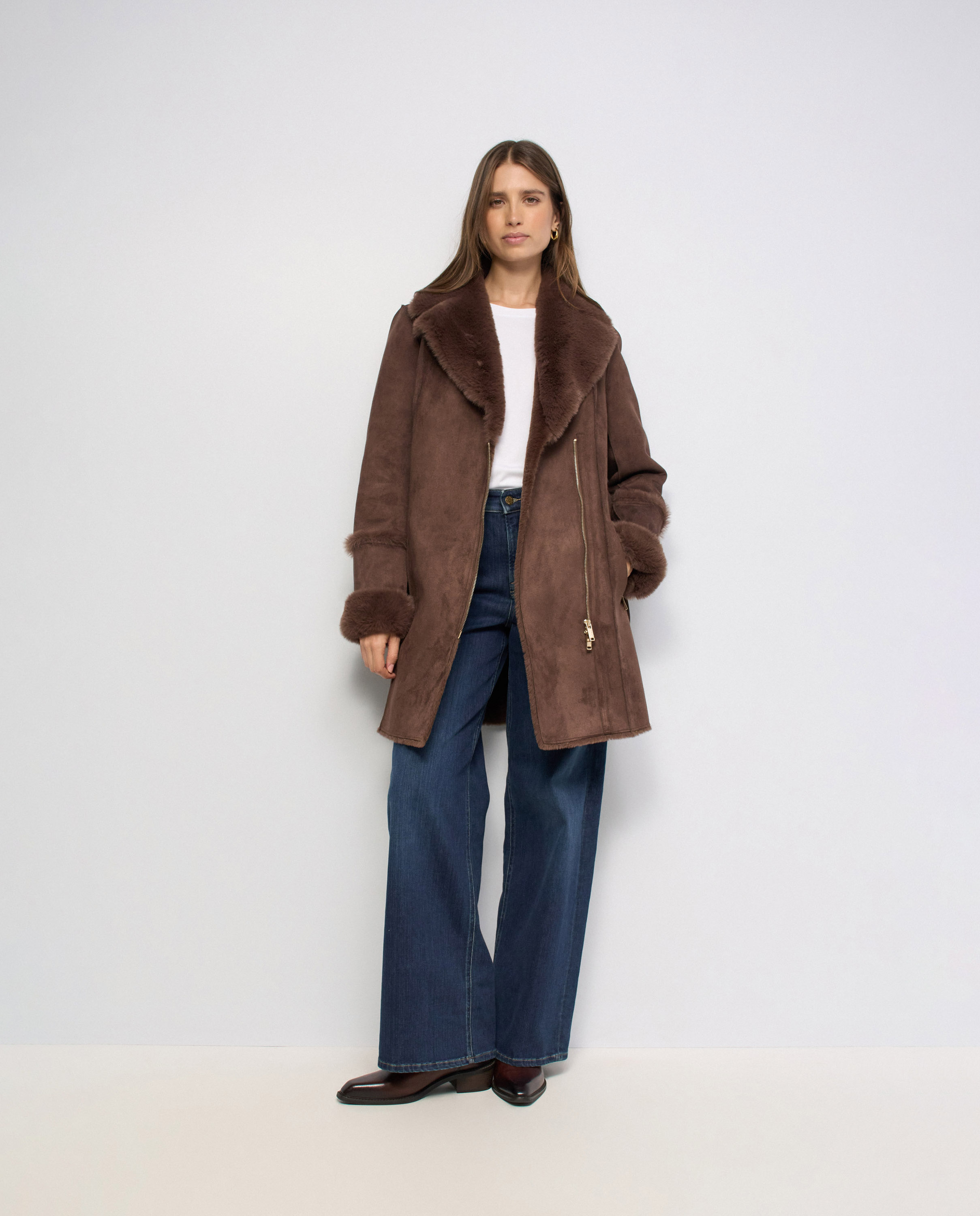 Abrigo estilo borrego diana de mujer - Salsa Jeans - Marrón Marrón-5