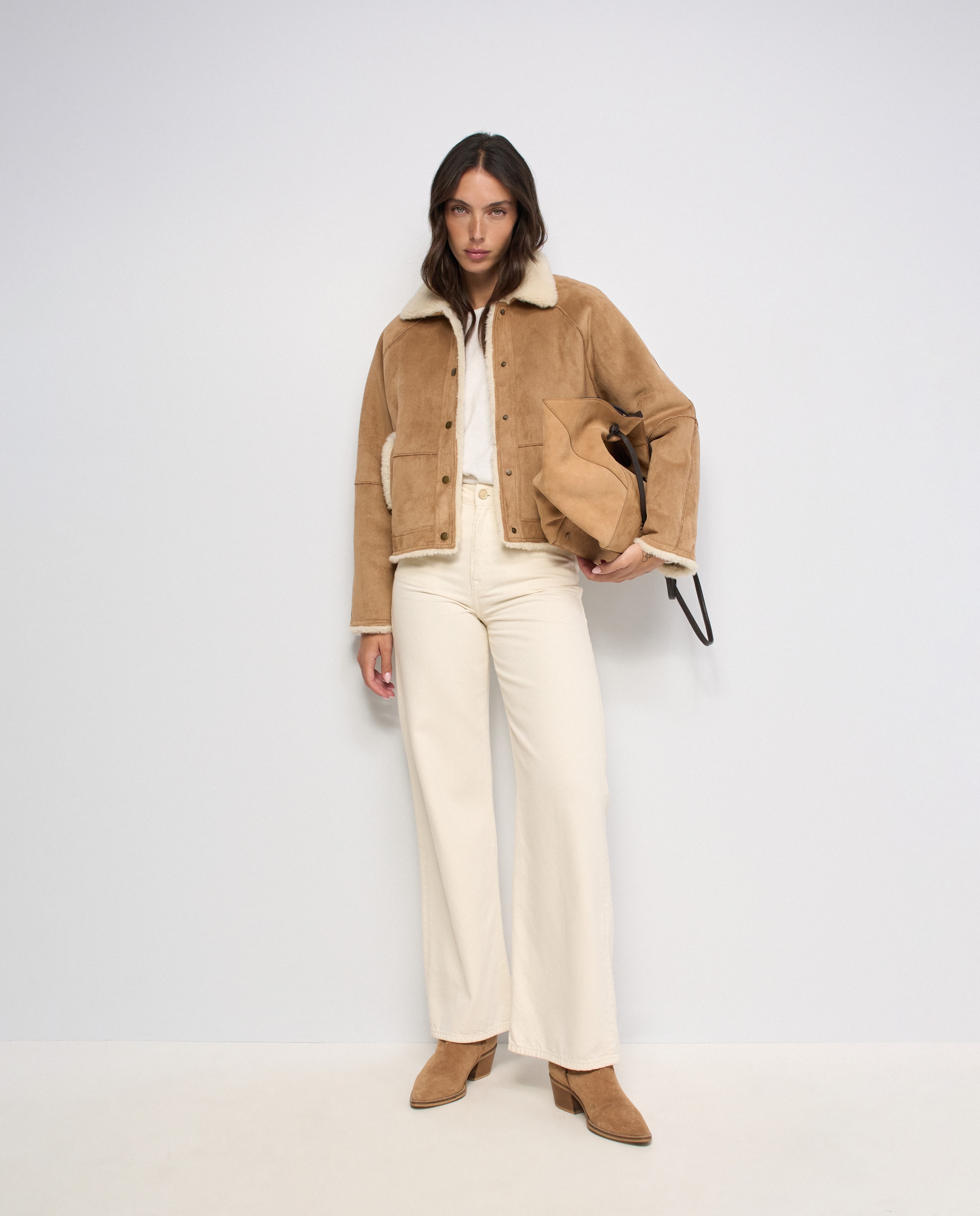 Chaqueta estilo borrego efecto ante de mujer - Salsa Jeans - Marrón Marrón-5