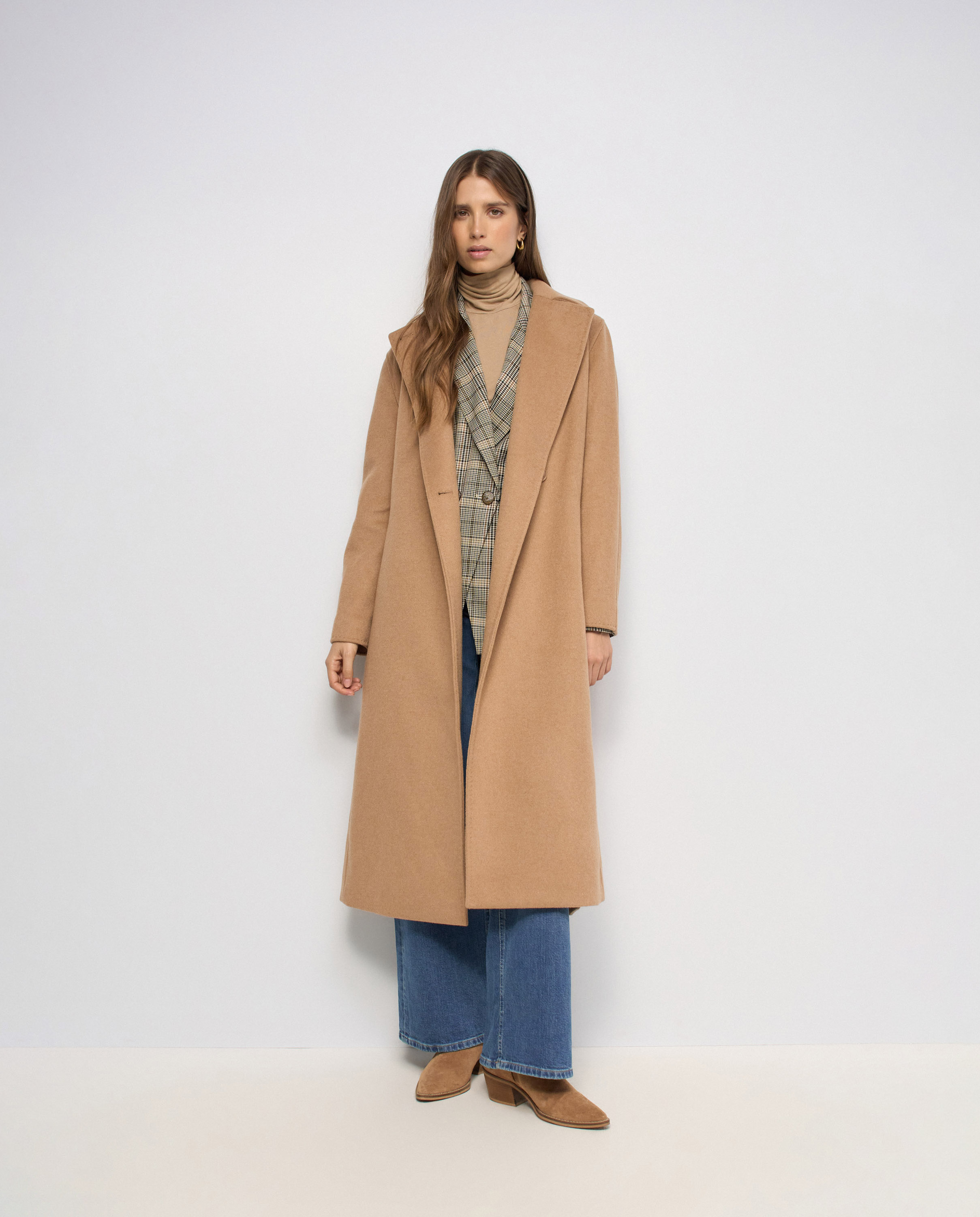 Abrigo largo de paño con lana de mujer - Salsa Jeans - Camel Camel-1