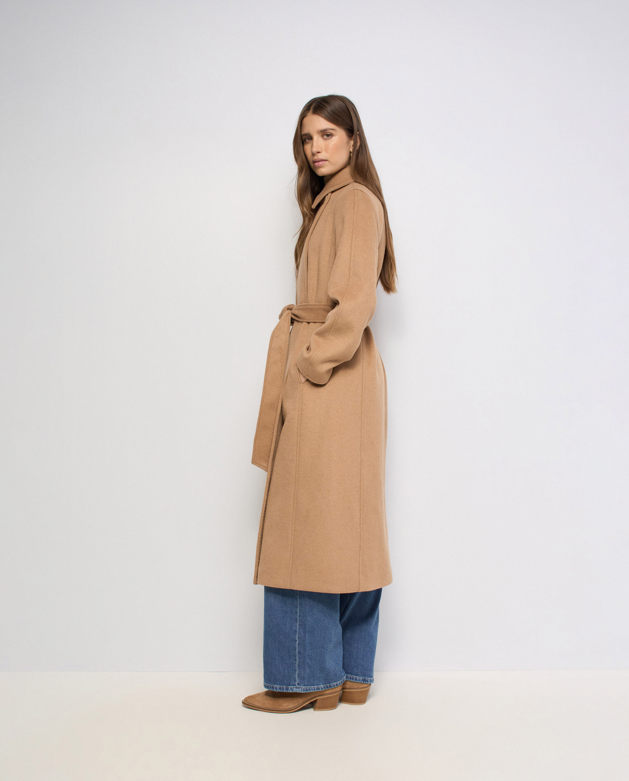 Abrigo largo de paño con lana de mujer - Salsa Jeans - Camel Camel-2