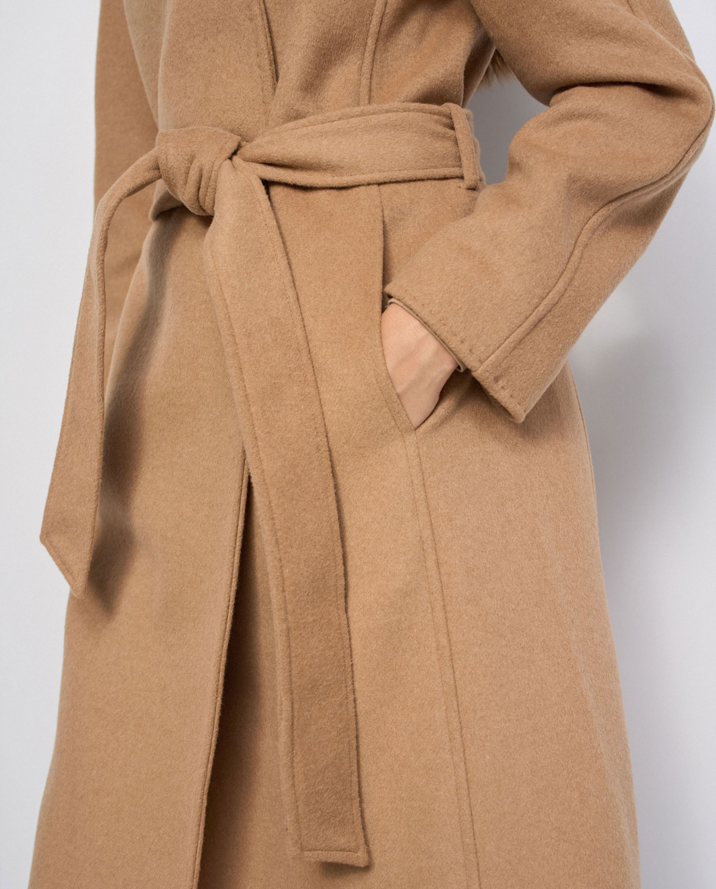 Abrigo largo de paño con lana de mujer - Salsa Jeans - Camel Camel-4