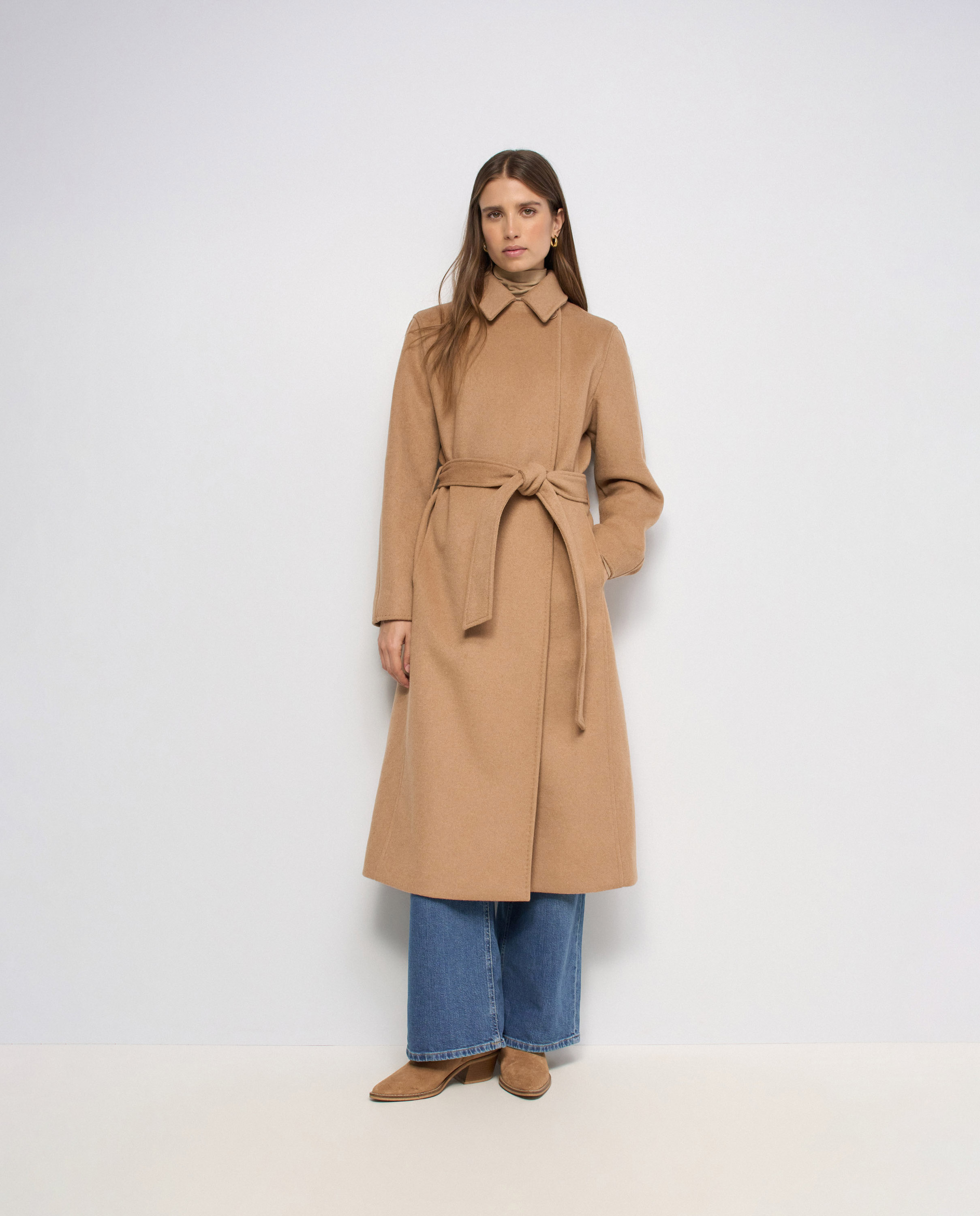 Abrigo largo de paño con lana de mujer - Salsa Jeans - Camel Camel-5