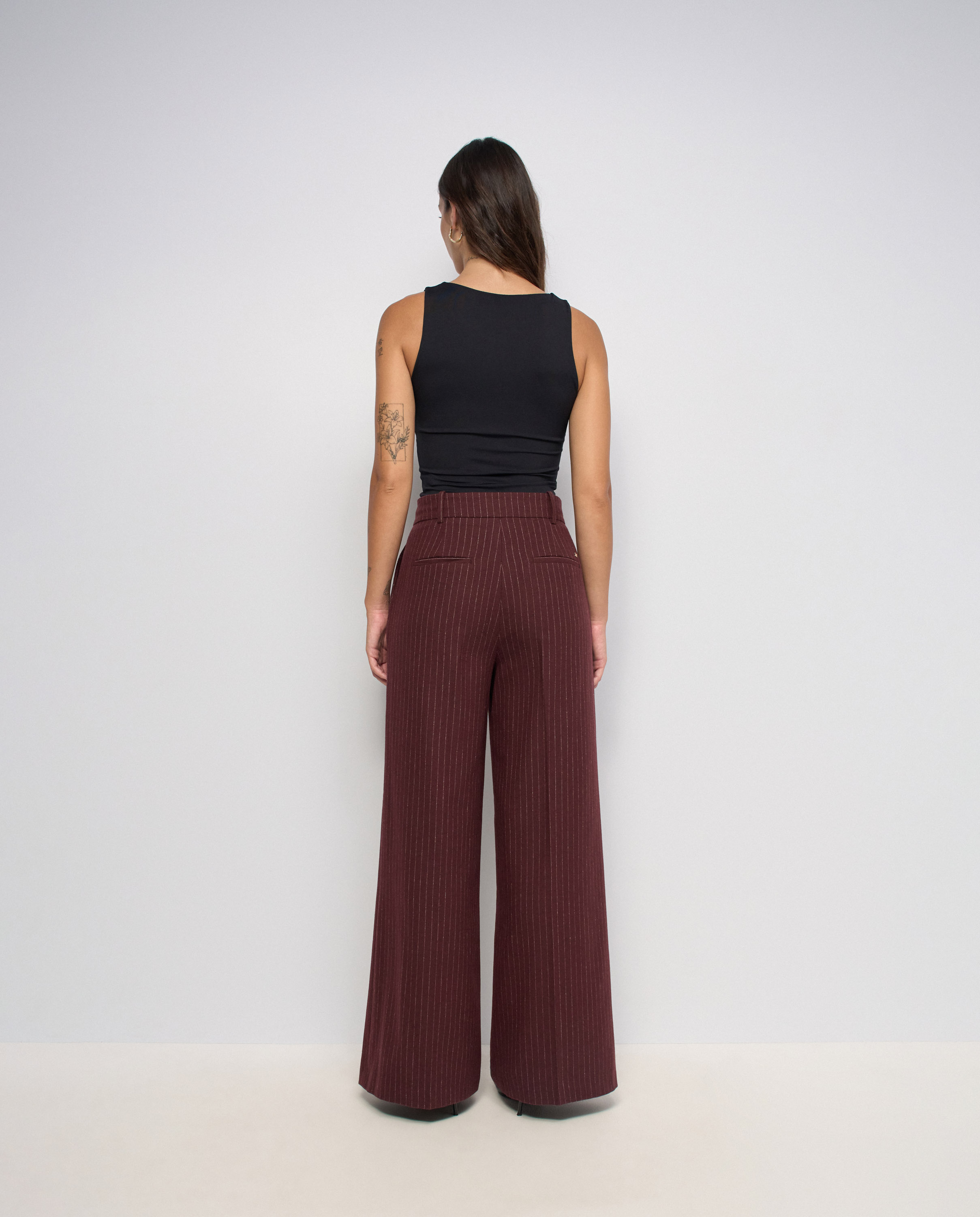Pantalones chino de rayas con pierna wide de mujer - Salsa Jeans - Rojo Rojo-3