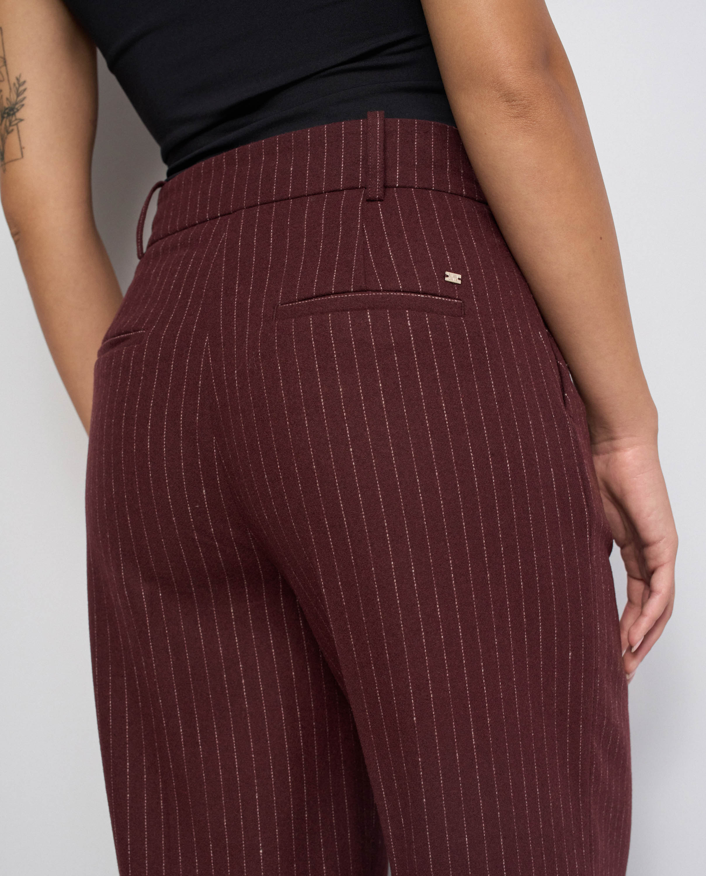 Pantalones chino de rayas con pierna wide de mujer - Salsa Jeans - Rojo Rojo-4