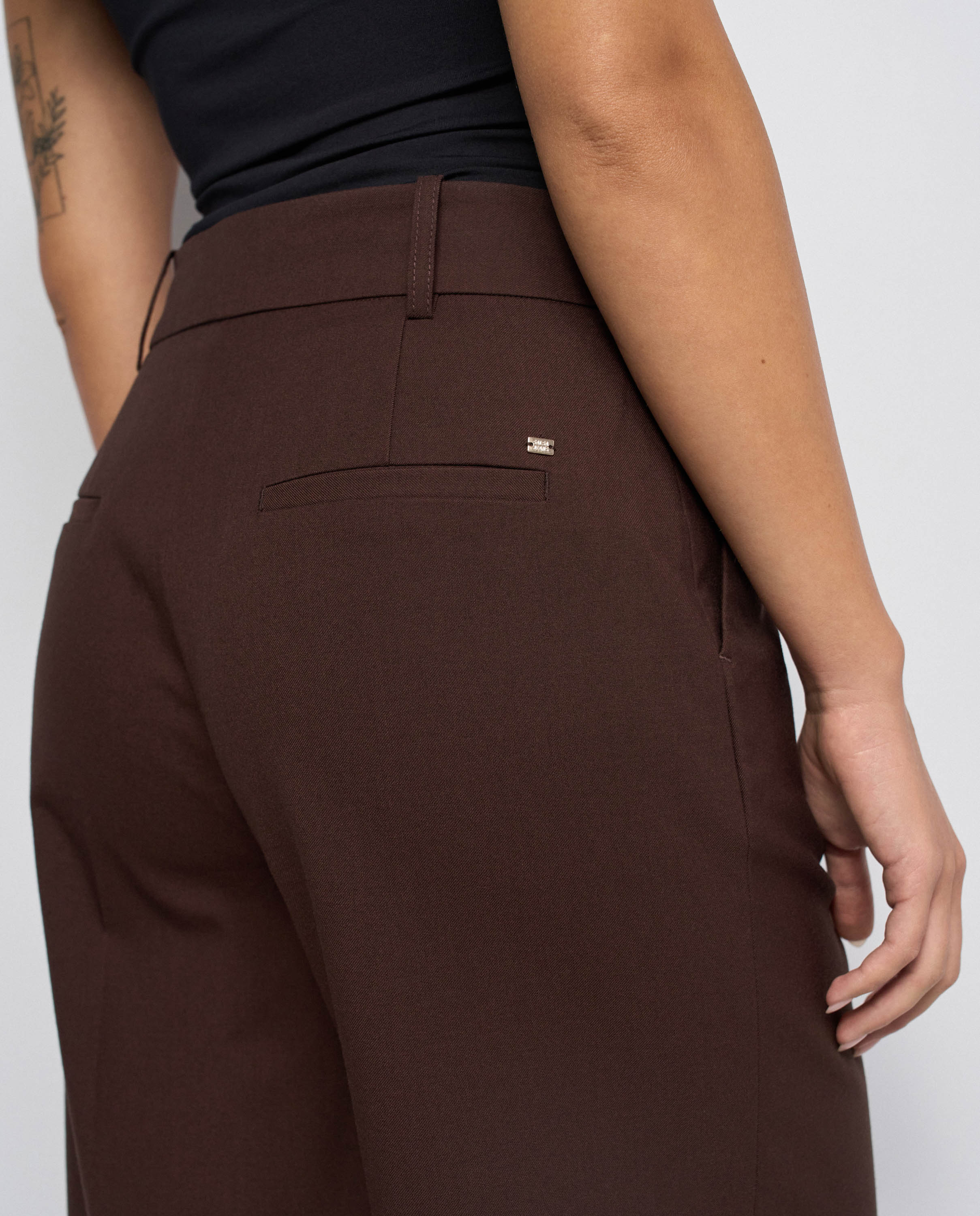 Pantalones chino wide de lino de mujer - Salsa Jeans - Marrón Marrón-4