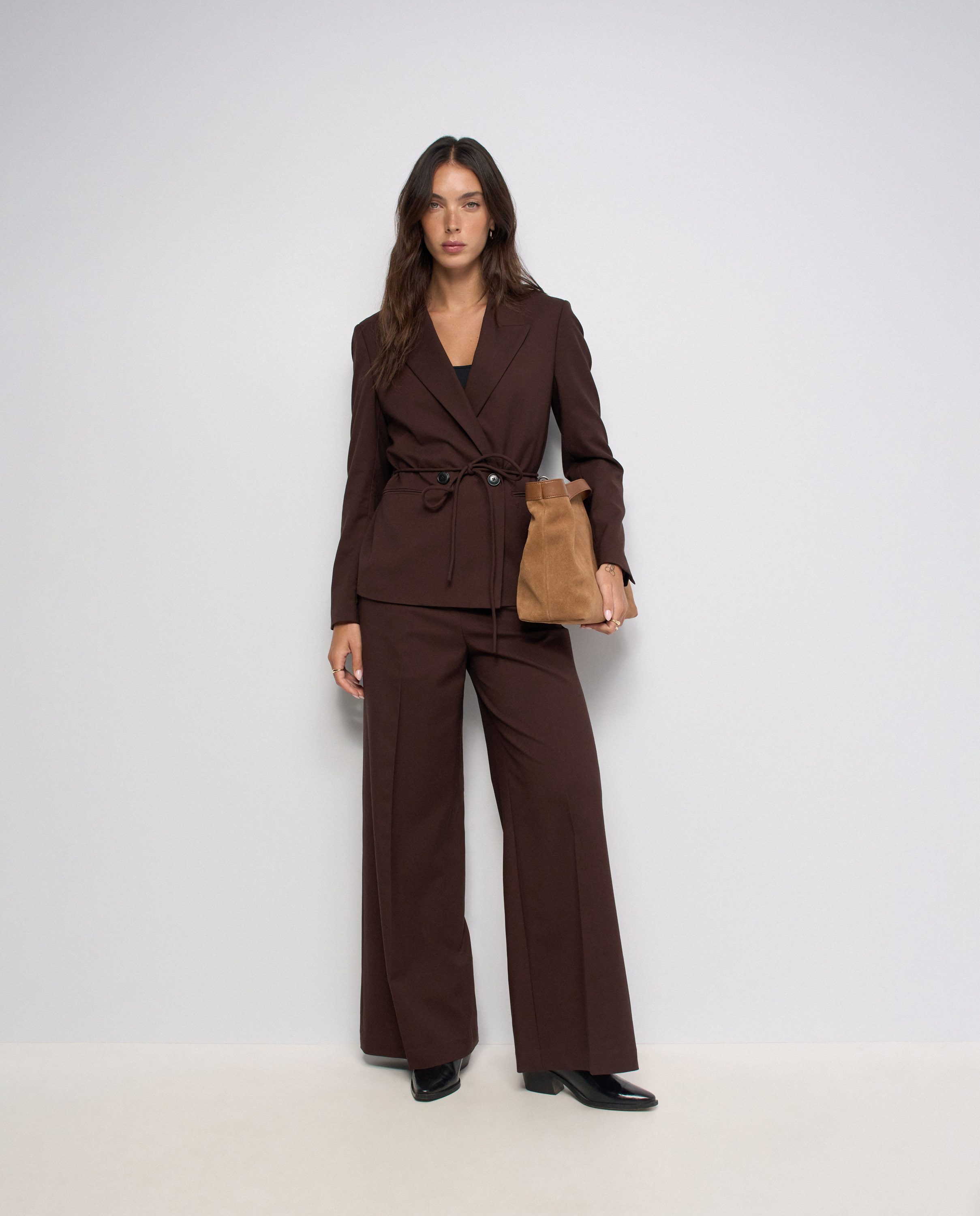Pantalones chino wide de lino de mujer - Salsa Jeans - Marrón Marrón-5