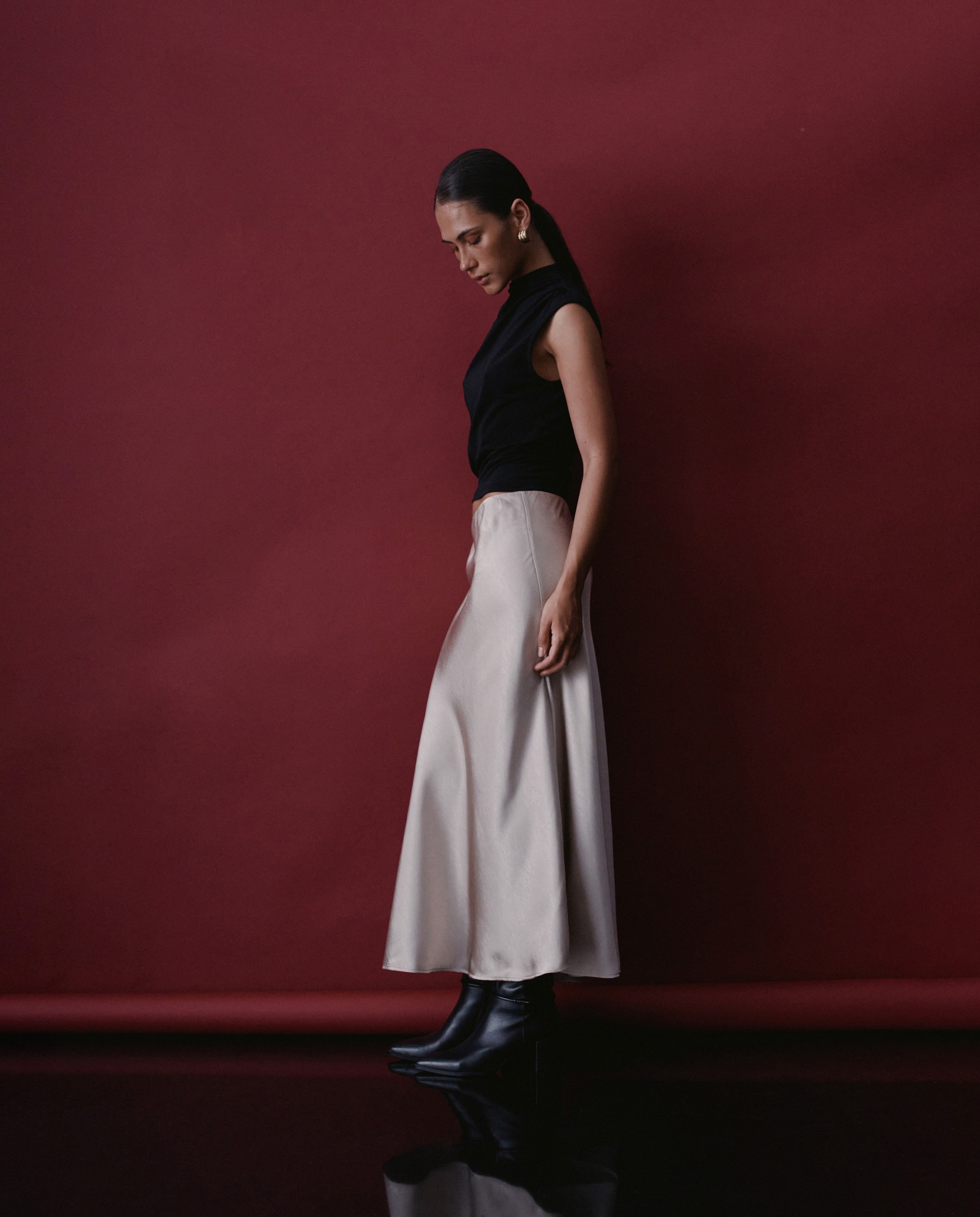 Imagen 2 de Falda midi satinada de mujer - Salsa Jeans - Natural Natural