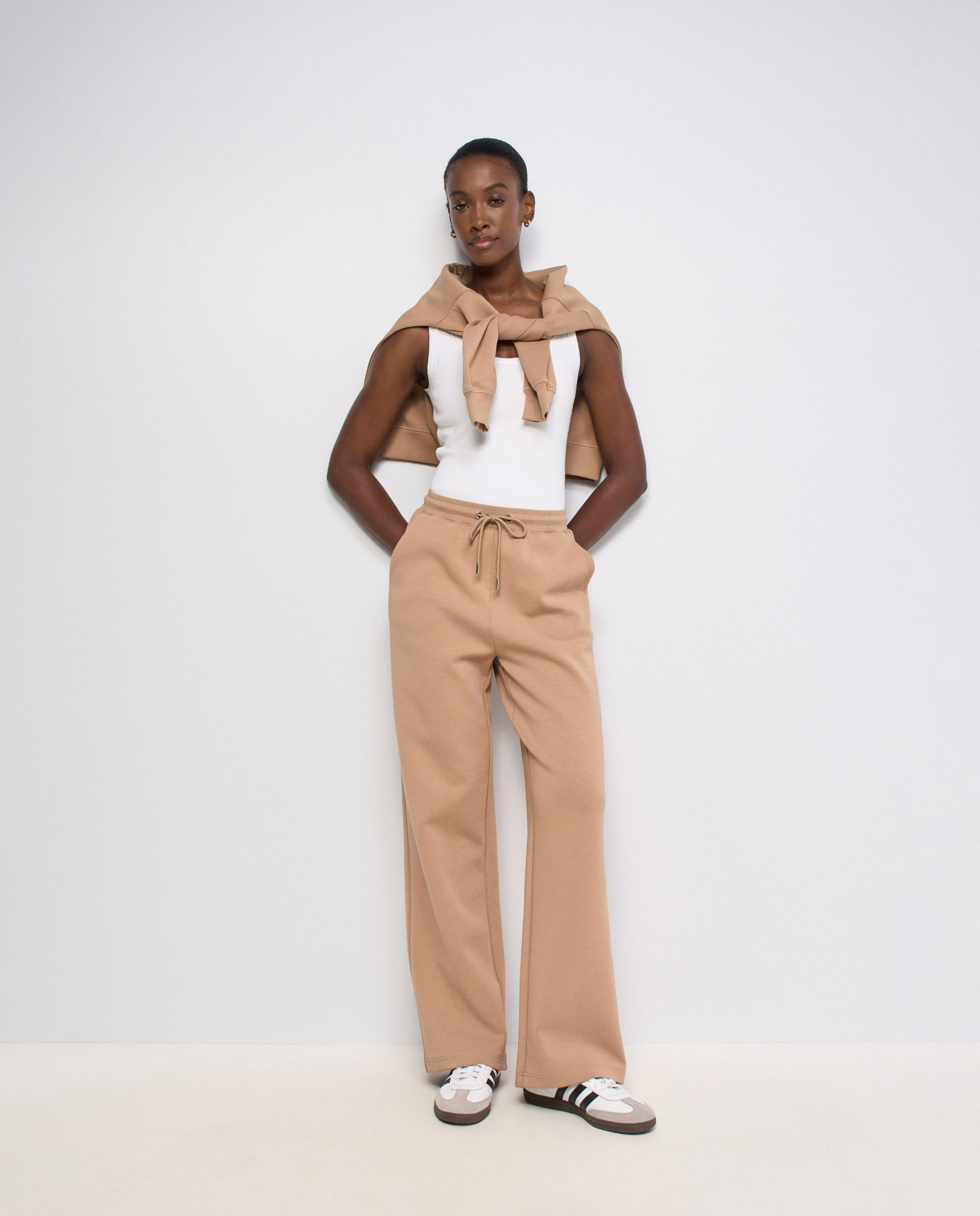 Pantalones jogger de punto con pernera wide de mujer - Salsa Jeans - Marrón Marrón-1