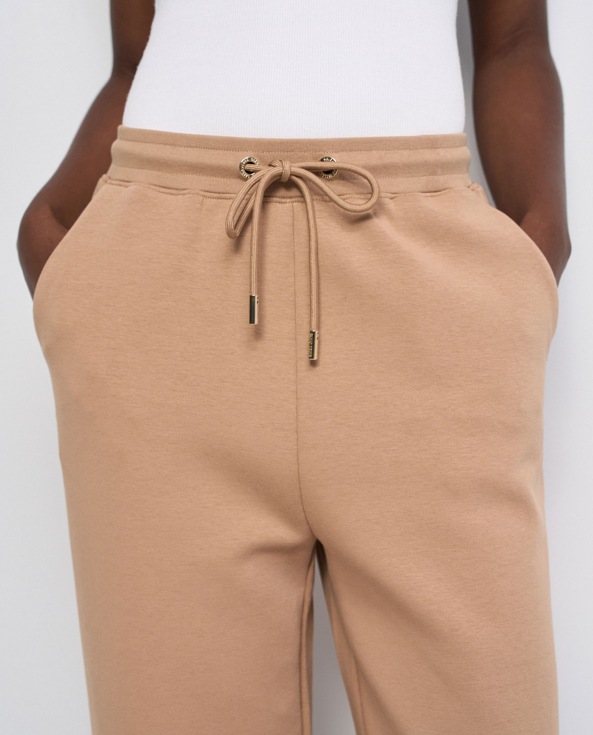 Pantalones jogger de punto con pernera wide de mujer - Salsa Jeans - Marrón Marrón-4