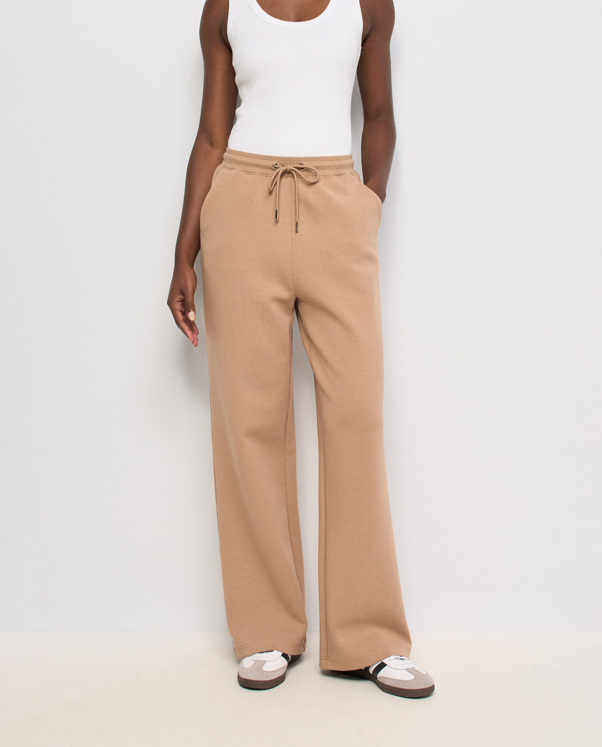 Pantalones jogger de punto con pernera wide de mujer - Salsa Jeans - Marrón Marrón-5