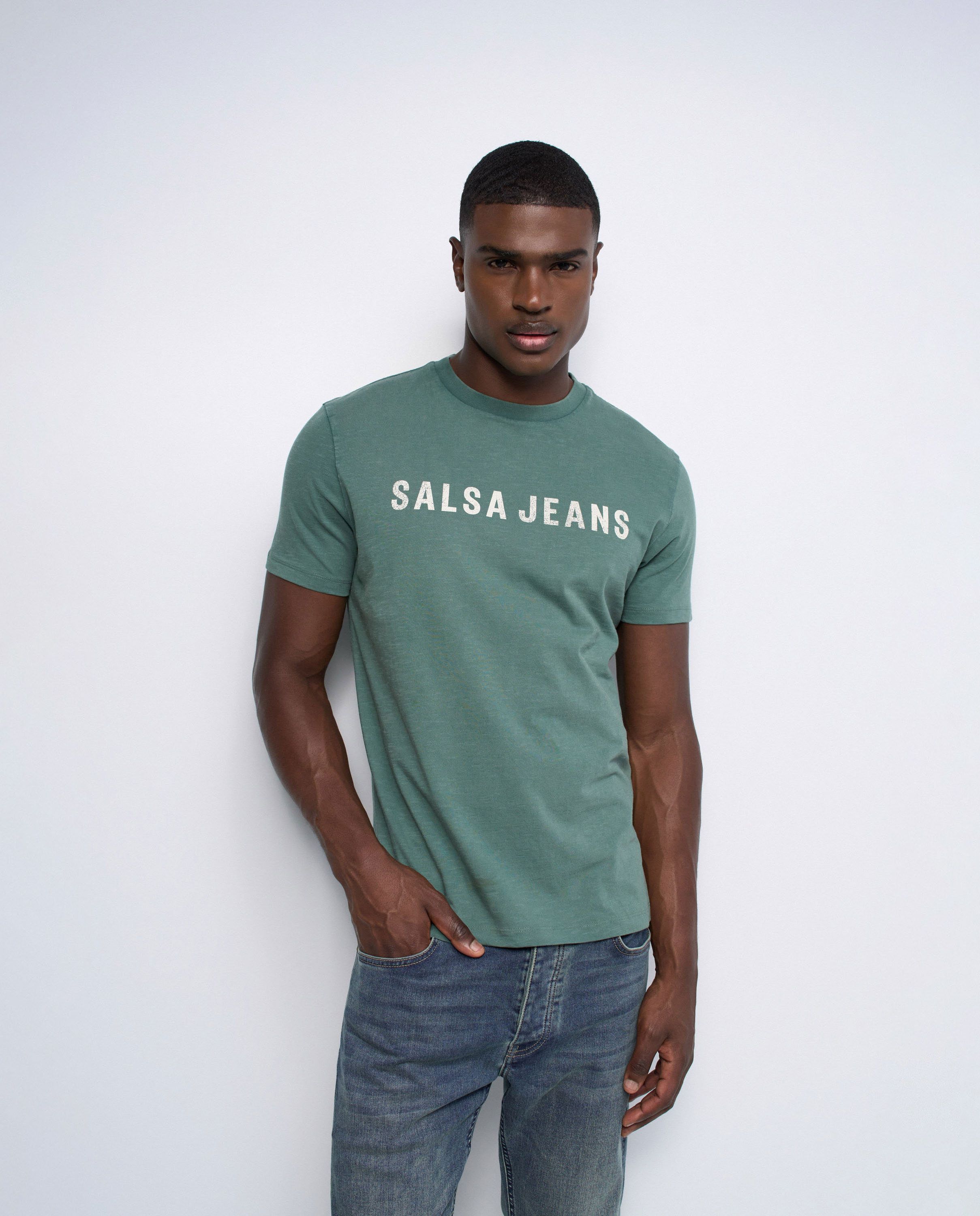 Camiseta con branding de hombre - Salsa Jeans - Verde Verde-1