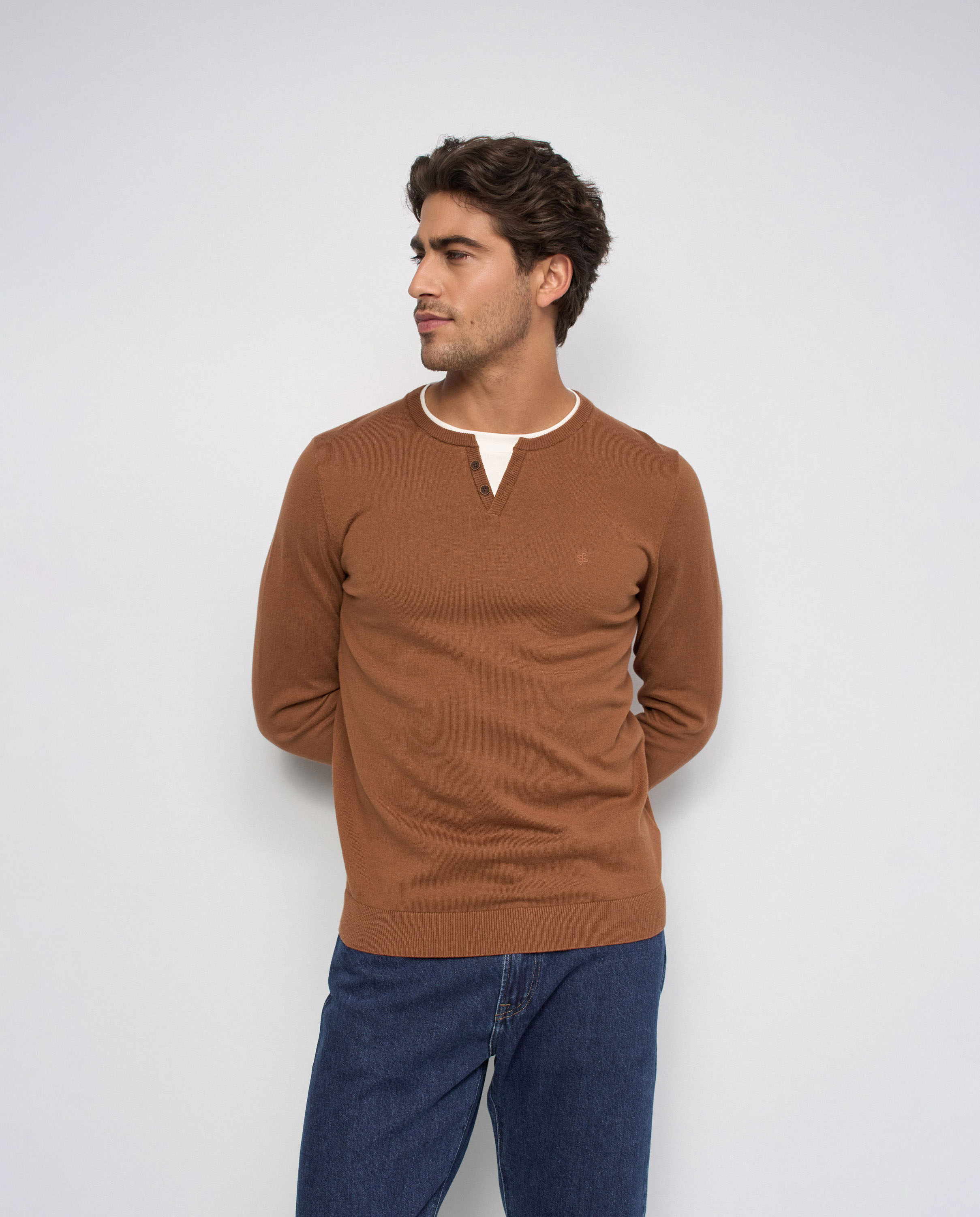 Imagen 0 de Jersey de punto de hombre Marrón